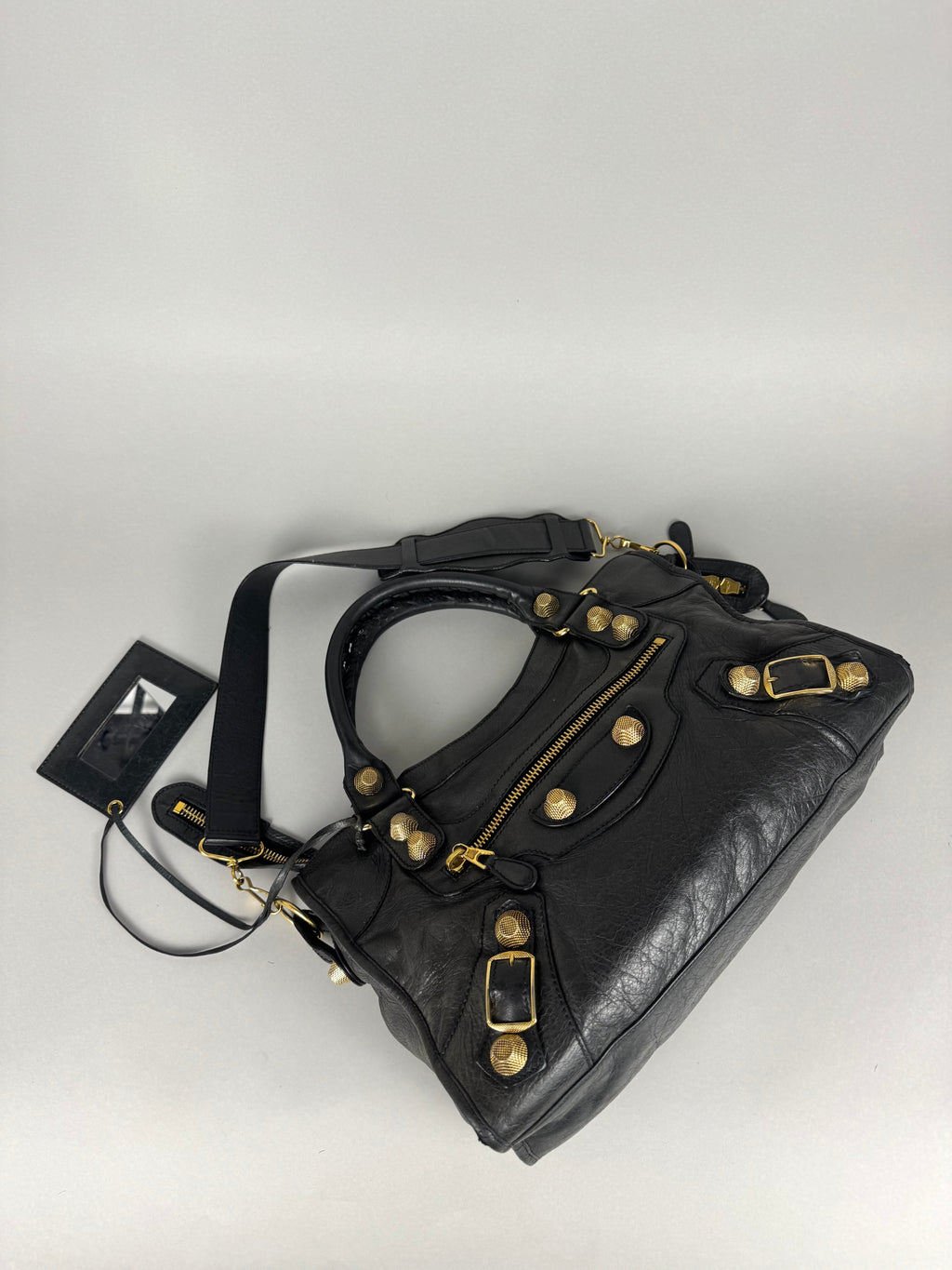 Balenciaga Agneau 21 Gold Hardware City Black Leather