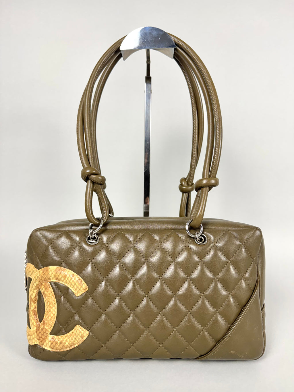 Chanel Ligne Cambon Leather Bowler Bag in Python