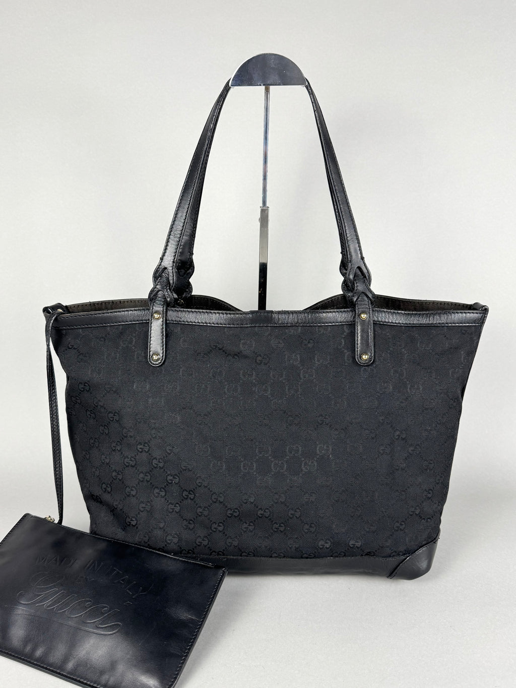 Gucci Monogram Black Tote with Pouch