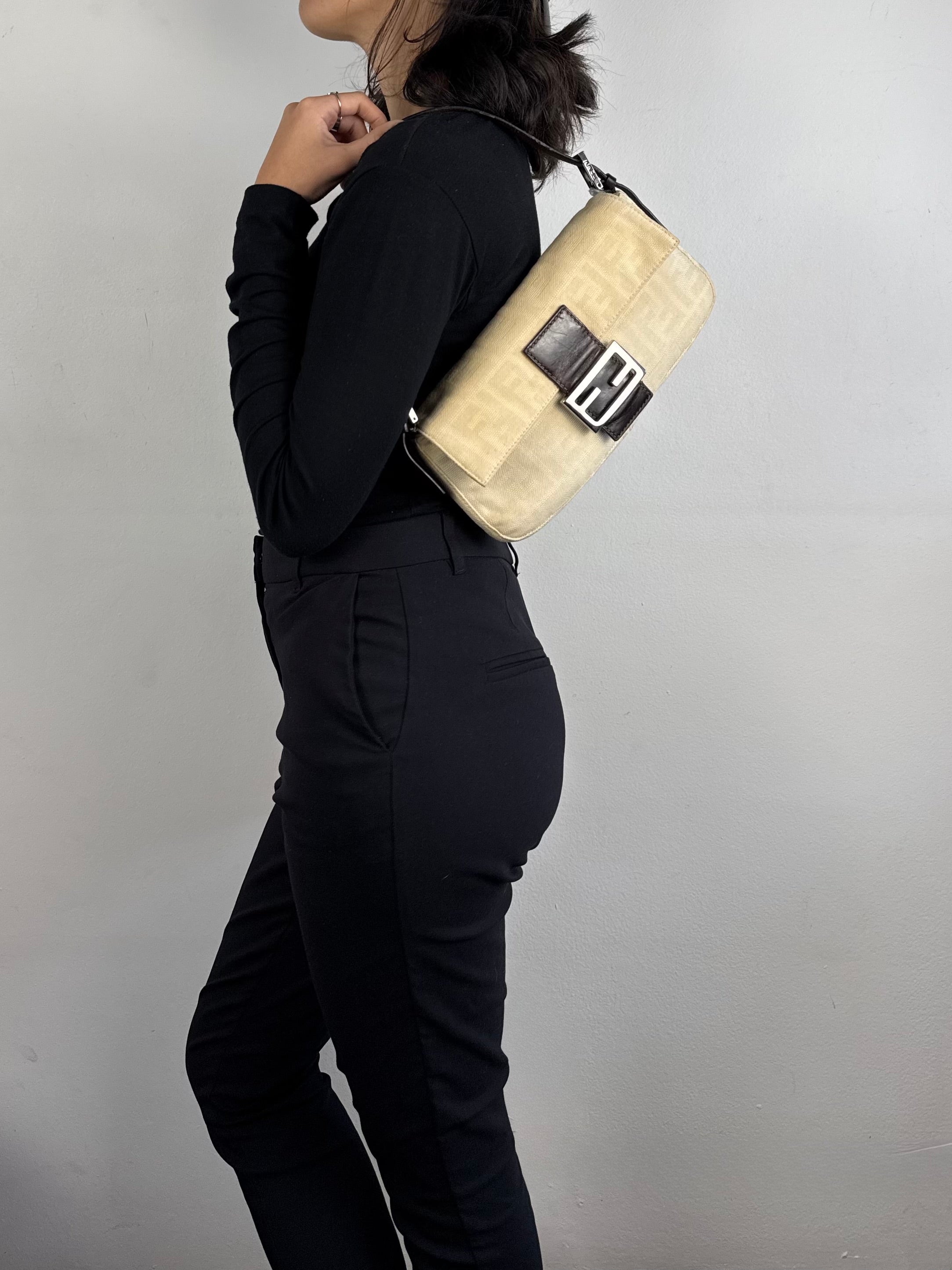 Fendi Monogram Baguette Linen Beige