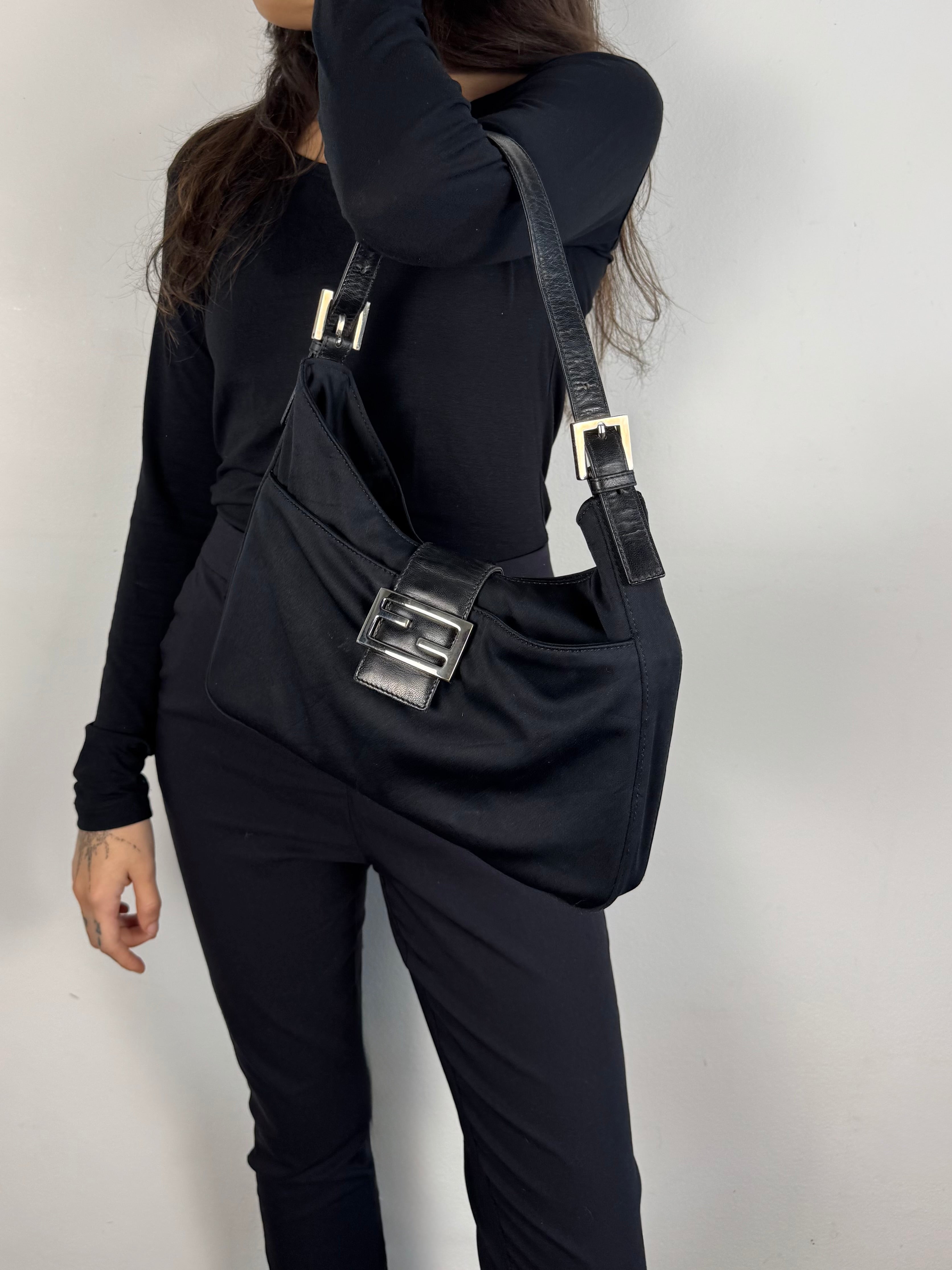 Fendi Fabric Forever Baguette Black Nylon