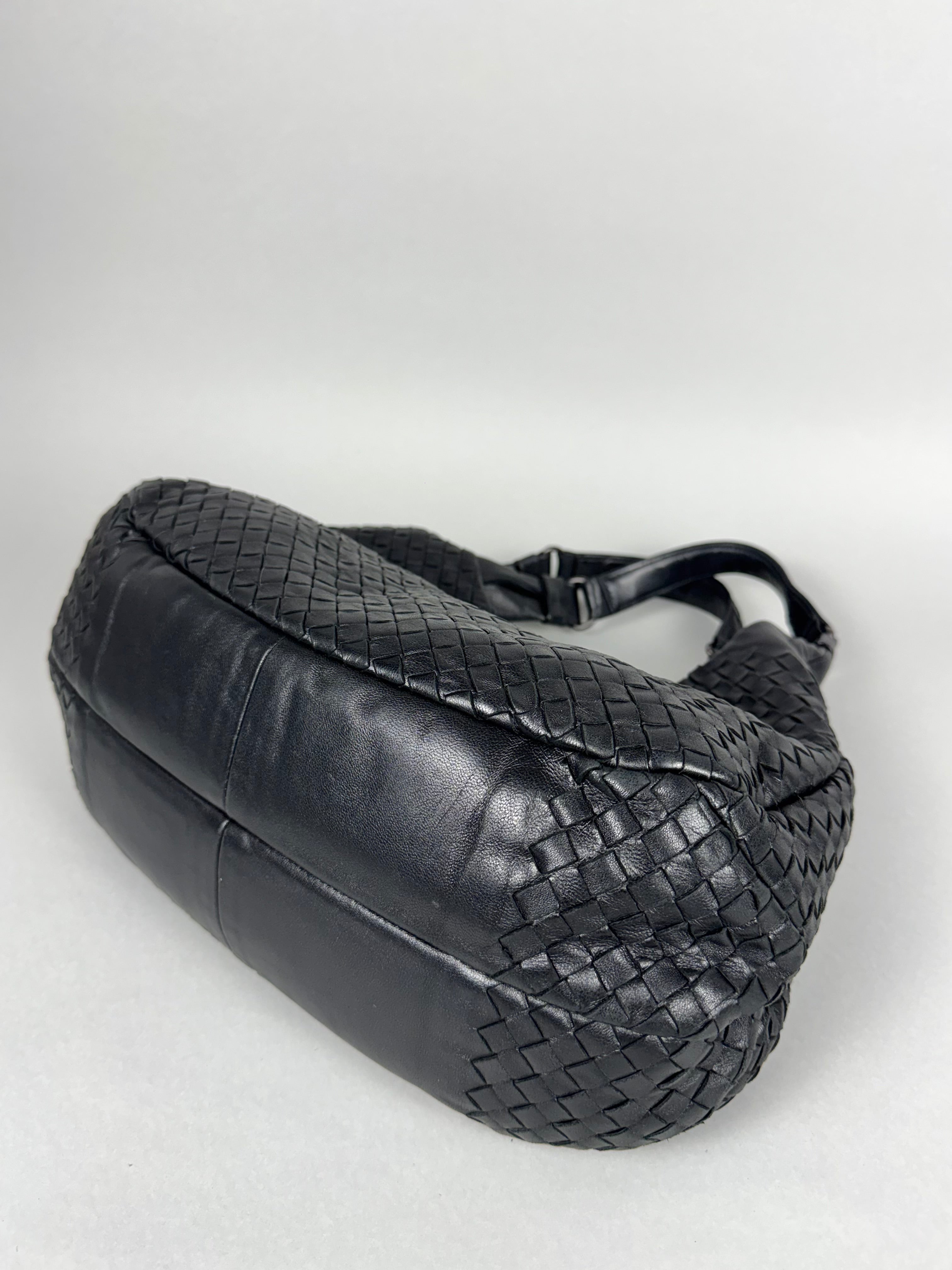 Bottega Veneta Campana Intrecciato Hobo Black