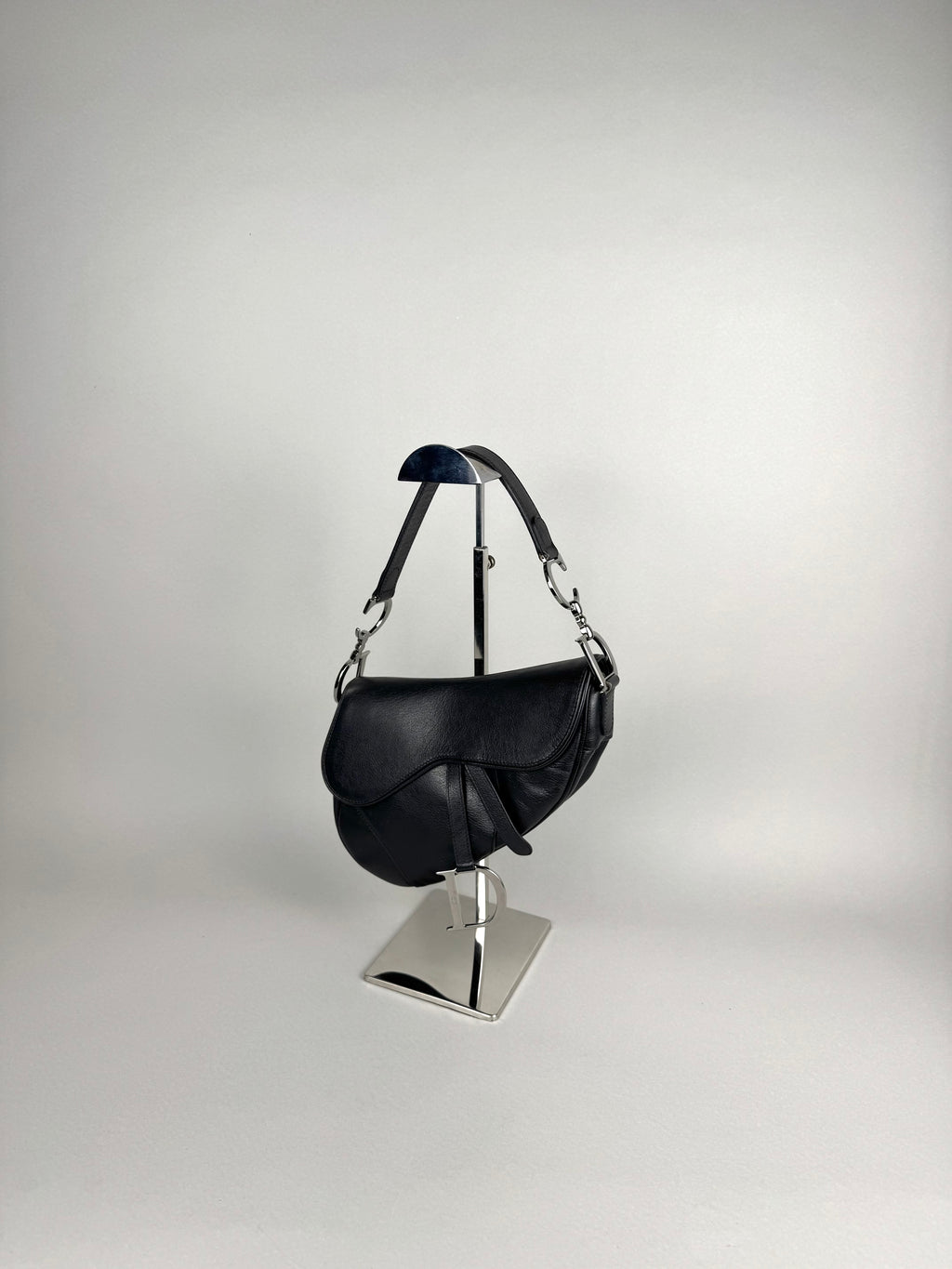 Christian Dior Black Leather Saddle Bag