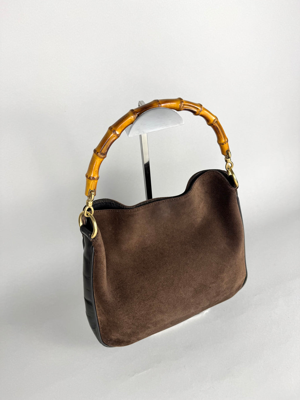 Gucci Bamboo Hobo Brown Leather Suede Small