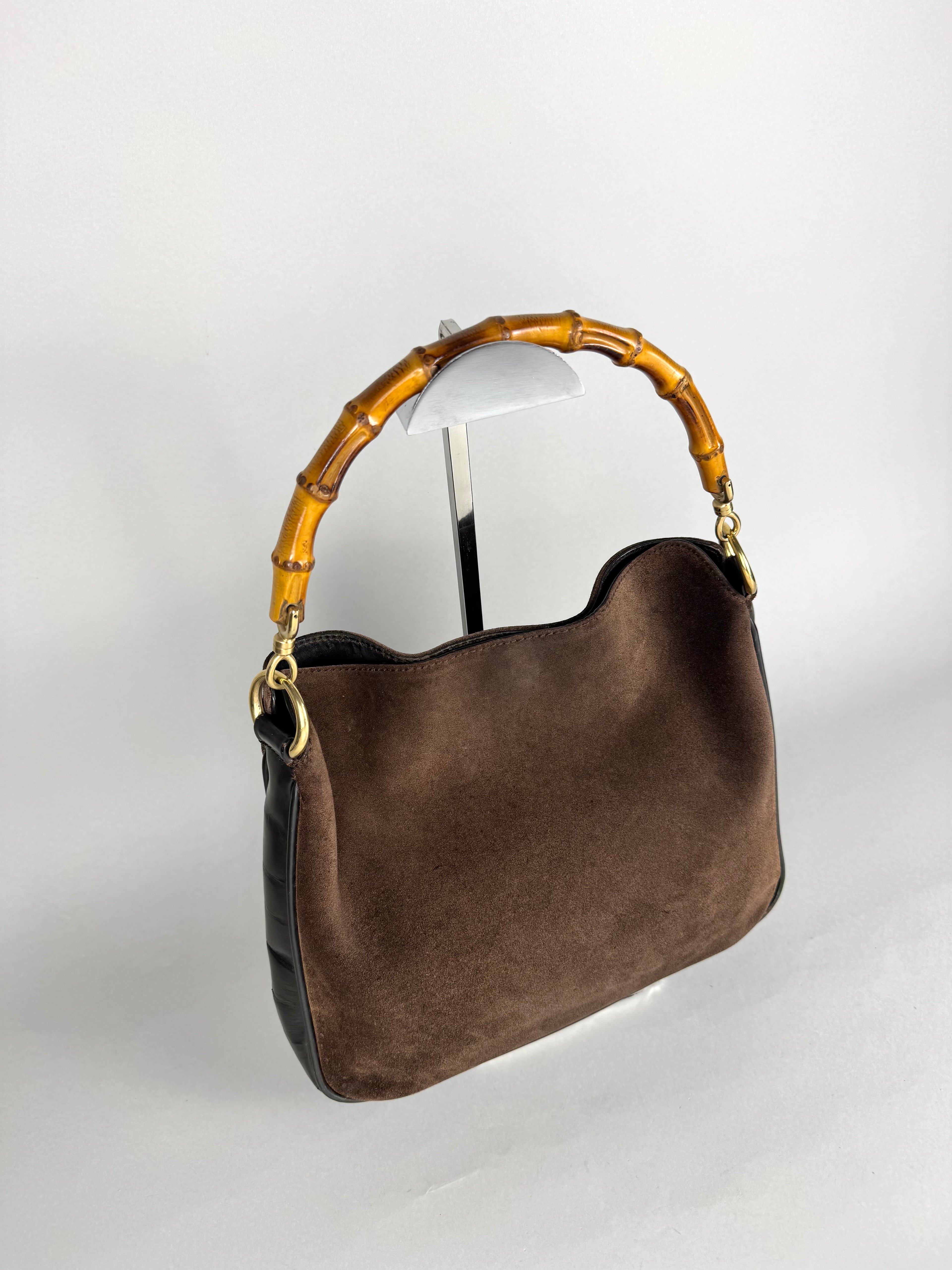 Gucci Bamboo Hobo Brown Leather Suede Small