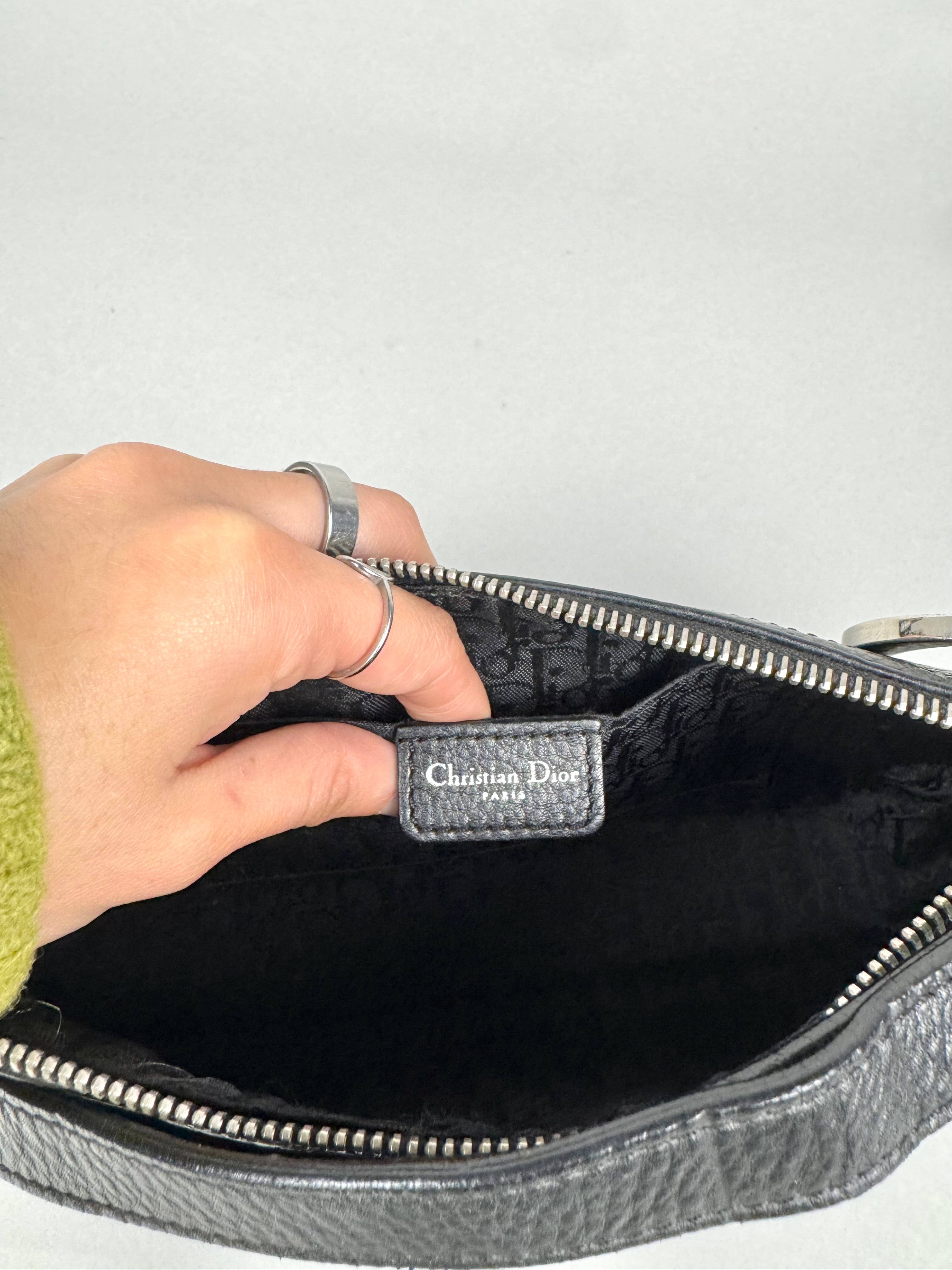 Christian Dior D Charms Black Leather Pochette