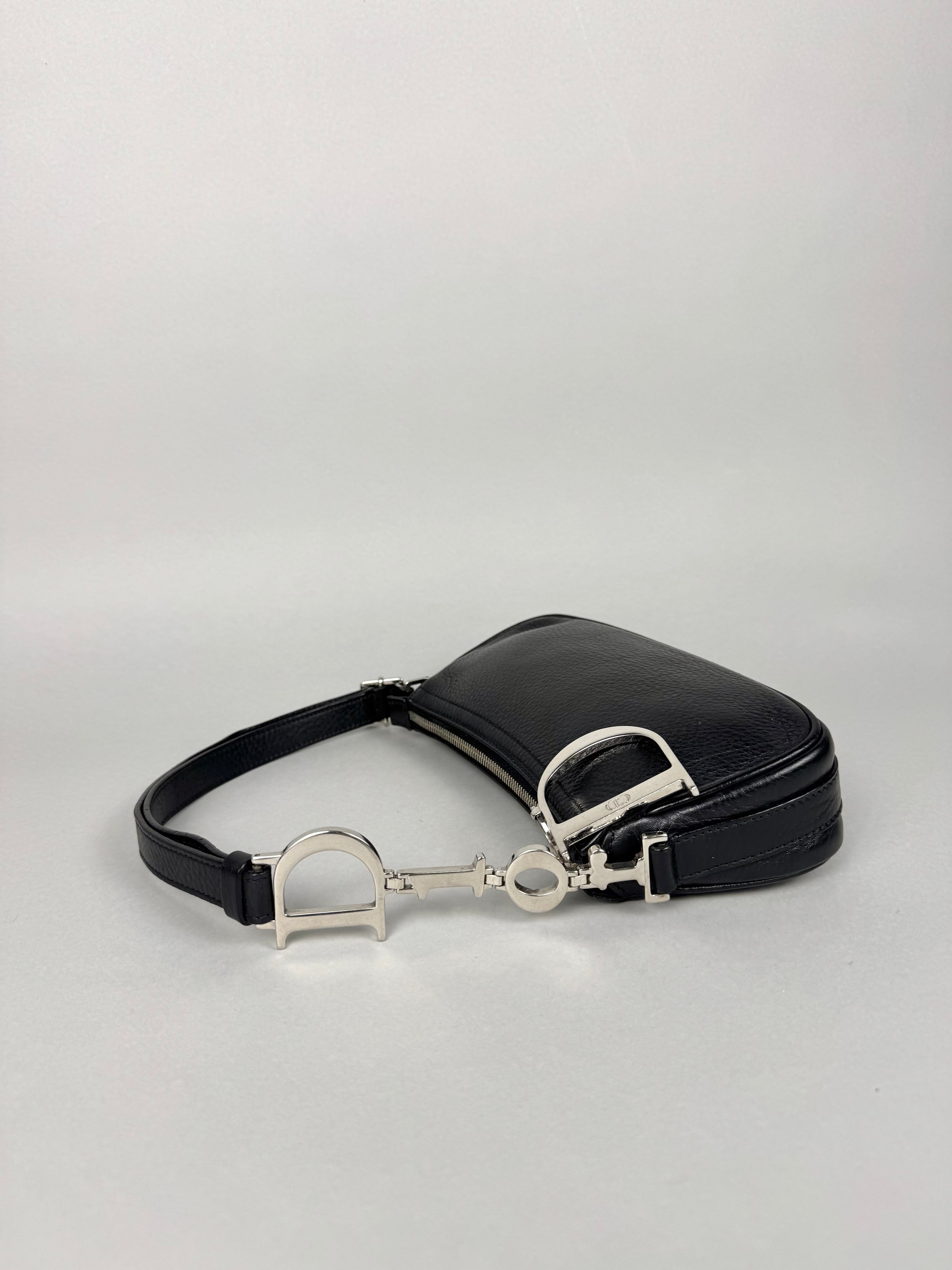 Christian Dior D Charms Black Leather Pochette