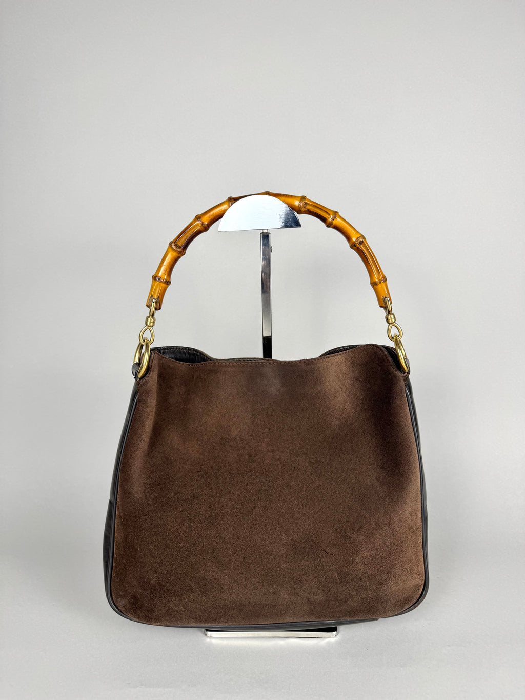 Gucci Bamboo Hobo Brown Leather Suede Small