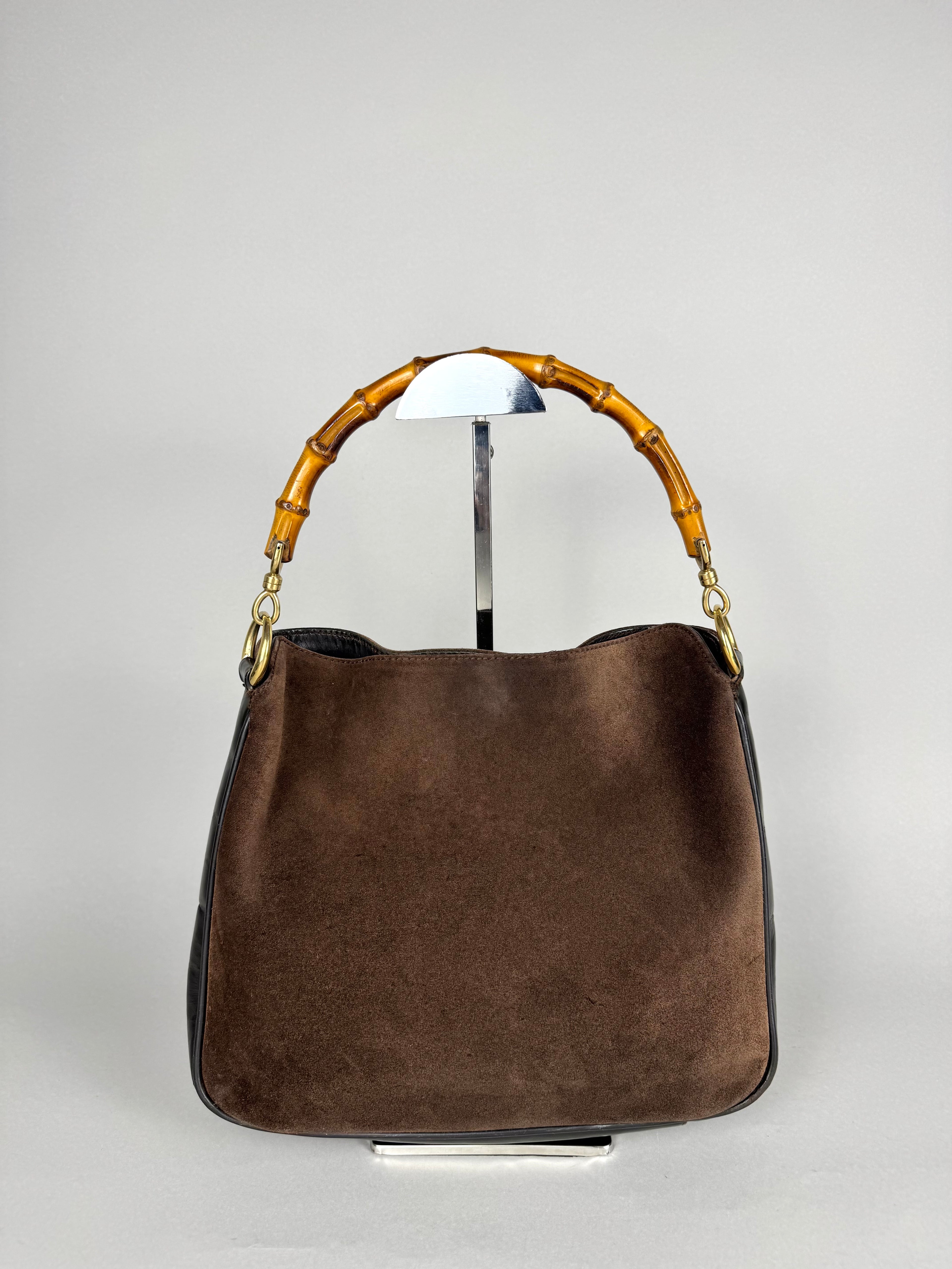 Gucci Bamboo Hobo Brown Leather Suede Small