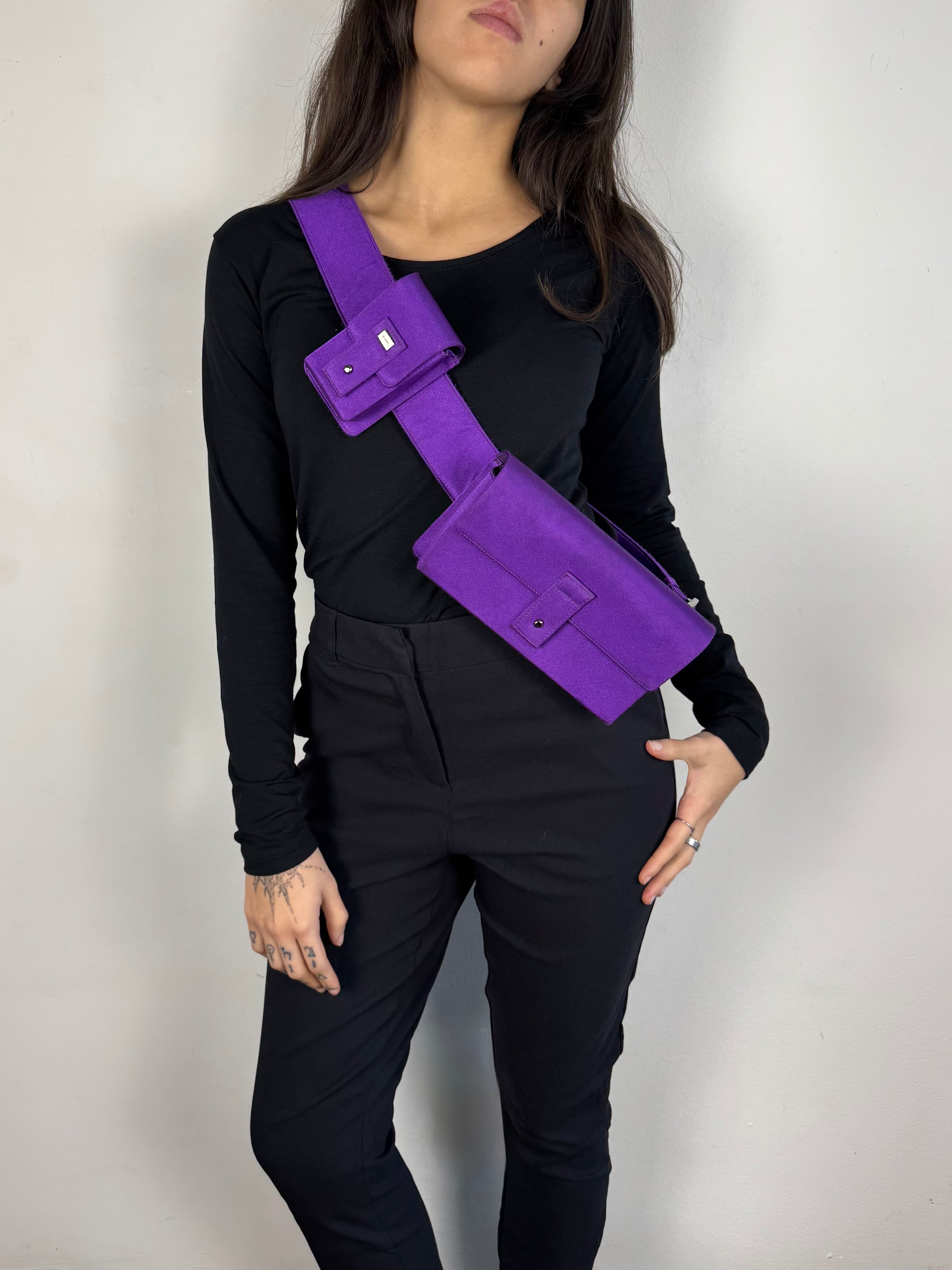 Gucci Tom Ford Runway Purple Satin Pochete Belt Sling