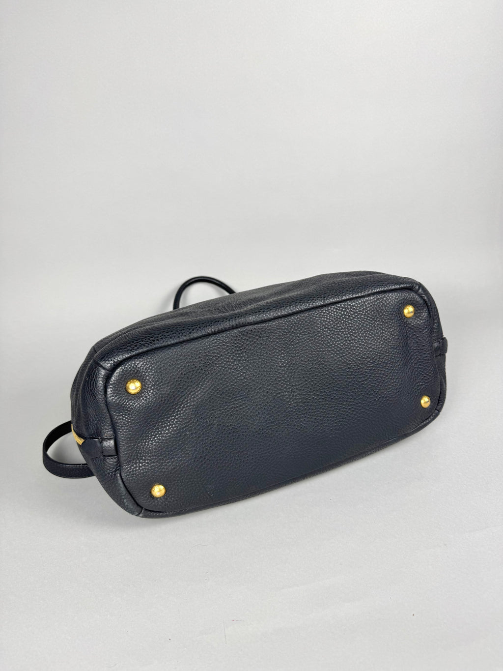 Prada Black Leather Vitello Diano Leather Side Zip Tote