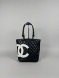 Chanel Cambon Calfskin Black Leather Quilted Medium Tote