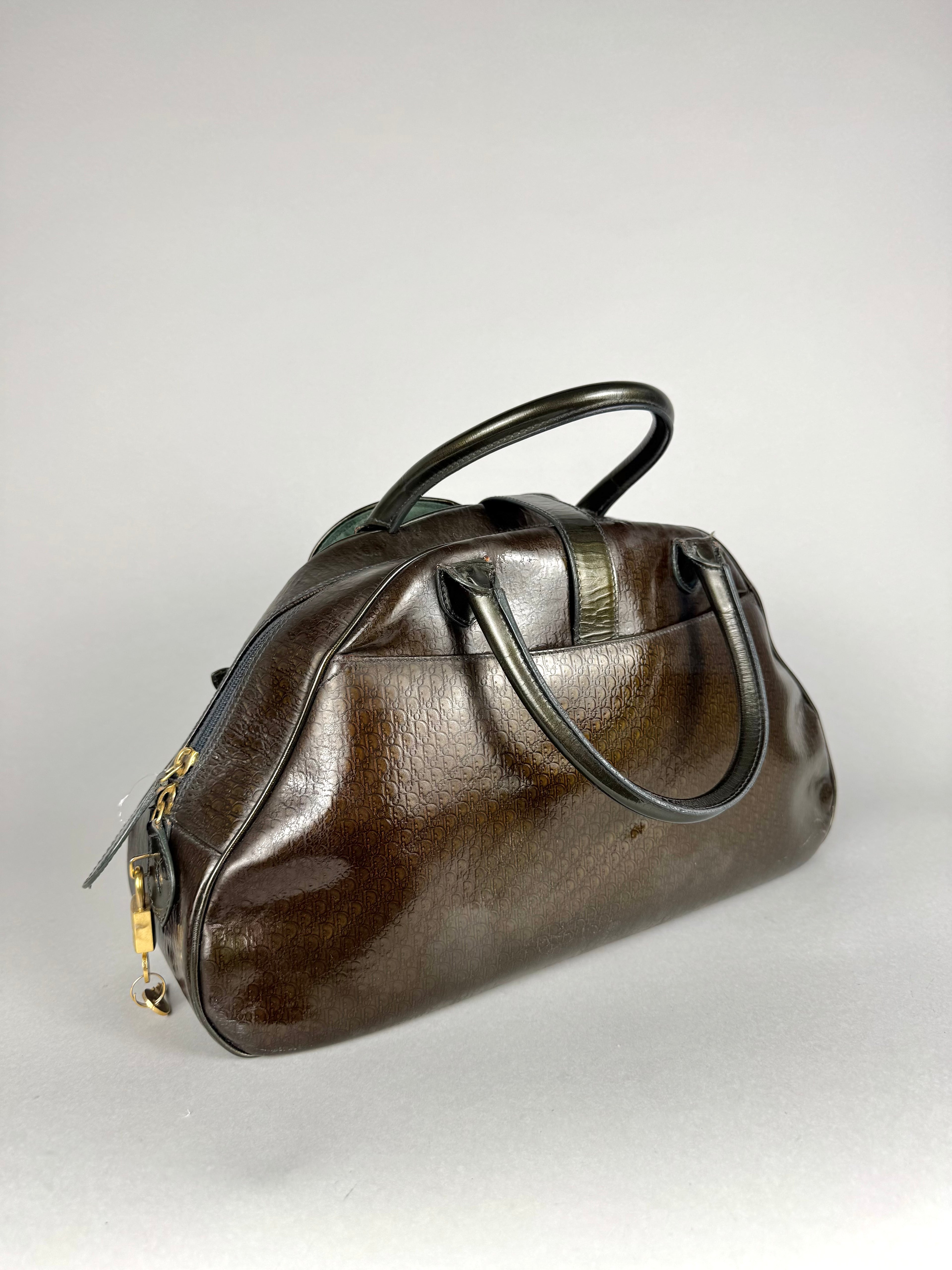 Christian Dior Monogram Double Saddle Patent Green