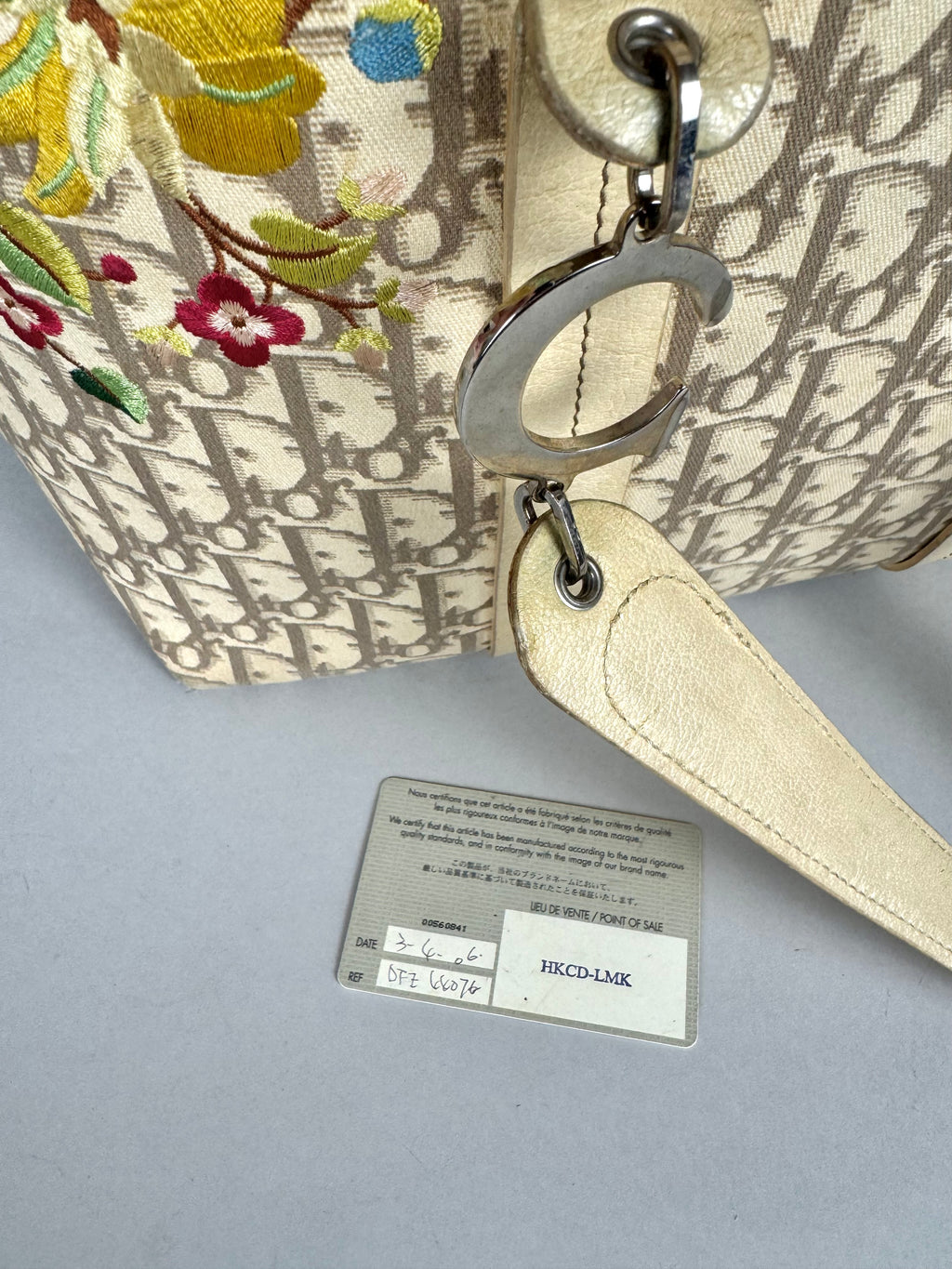 Christian Dior Beige Diorissimo Embroidered Flowers Tote