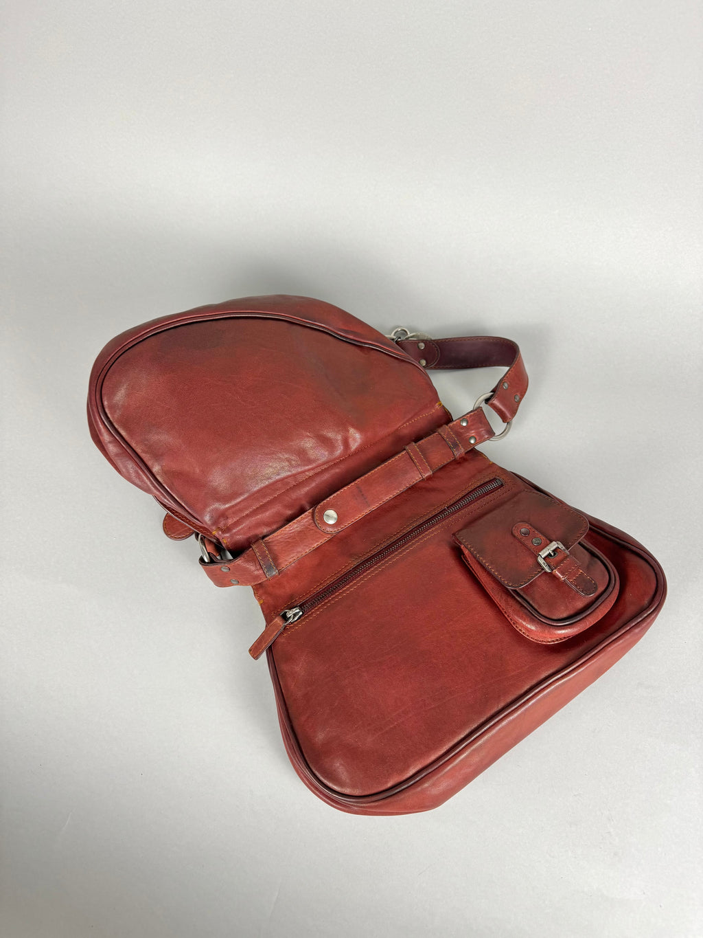 Christian Dior Gaucho Double Red Leather