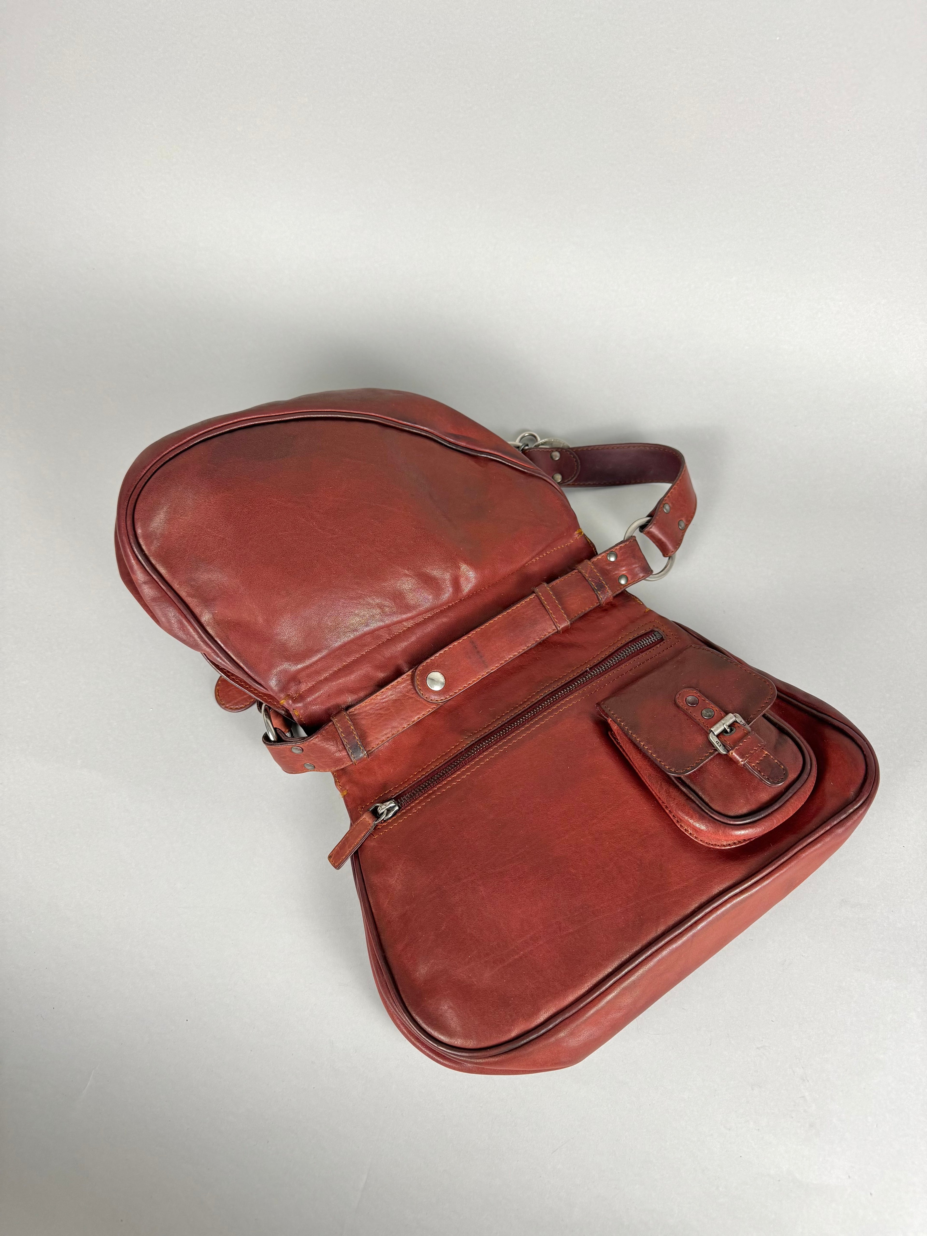 Christian Dior Gaucho Double Red Leather