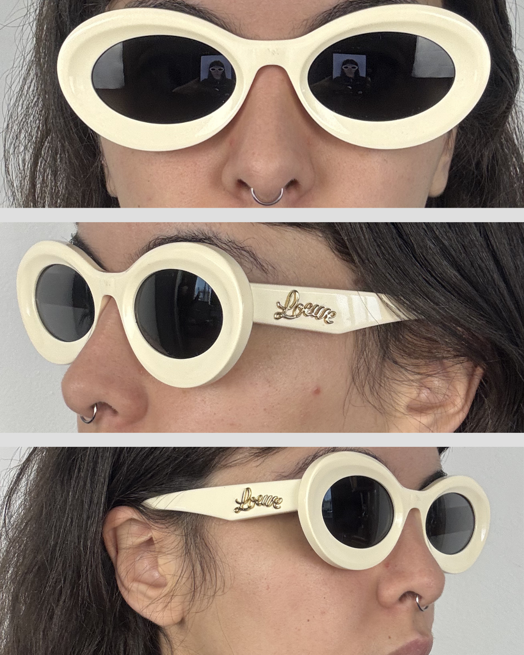 Loewe Loop Oversized Round Frame White Sunglasses