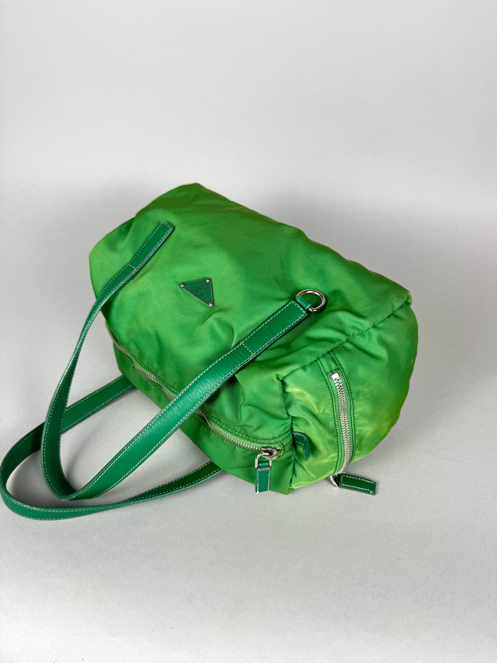 Prada Green Nylon and Leather Bauletto