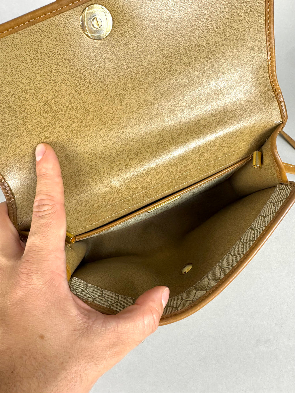 Christian Dior 20th Century Honeycomb Leather and Canvas