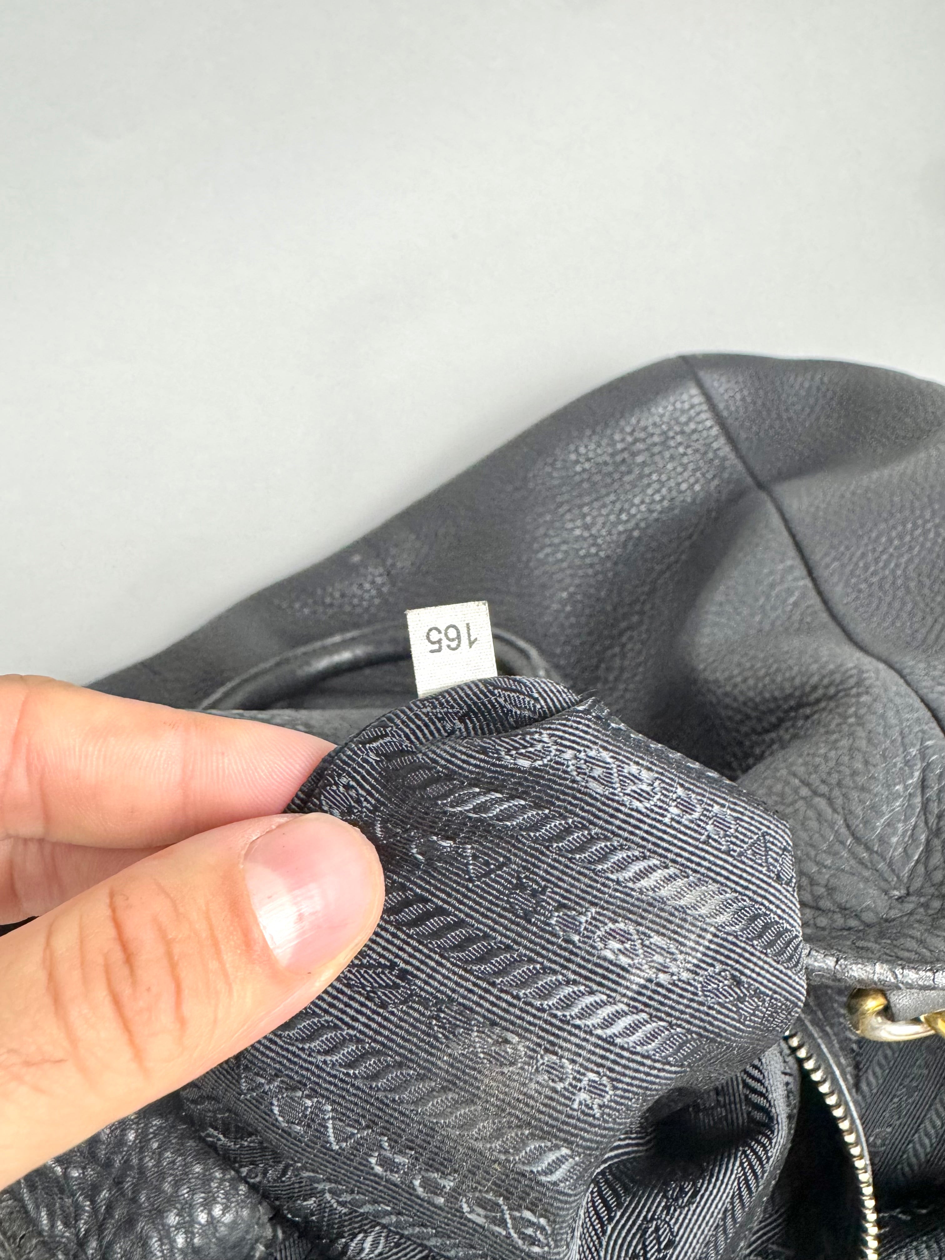 Prada Black Leather Vitello Diano Leather Side Zip Tote