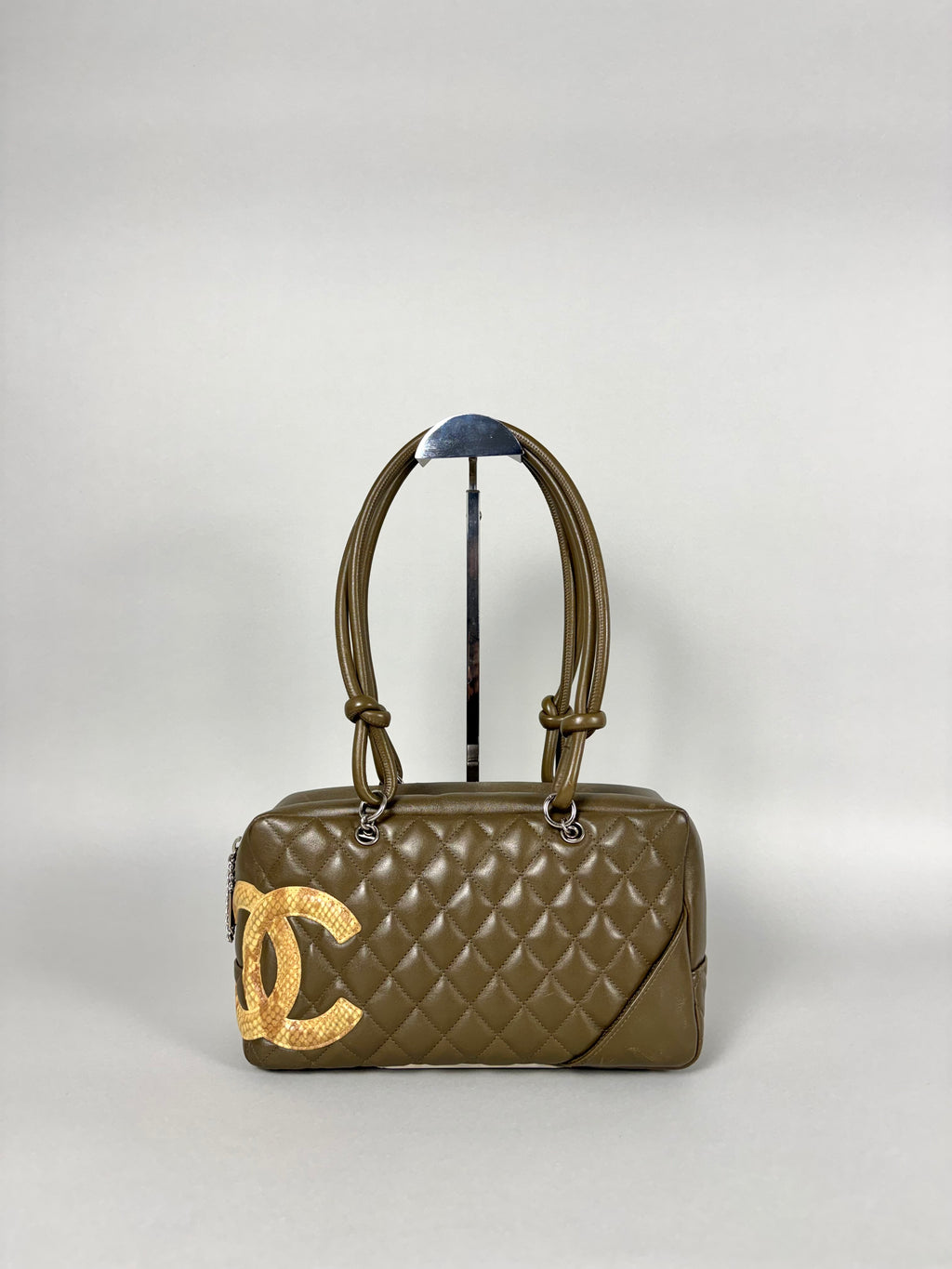 Chanel Ligne Cambon Leather Bowler Bag in Python