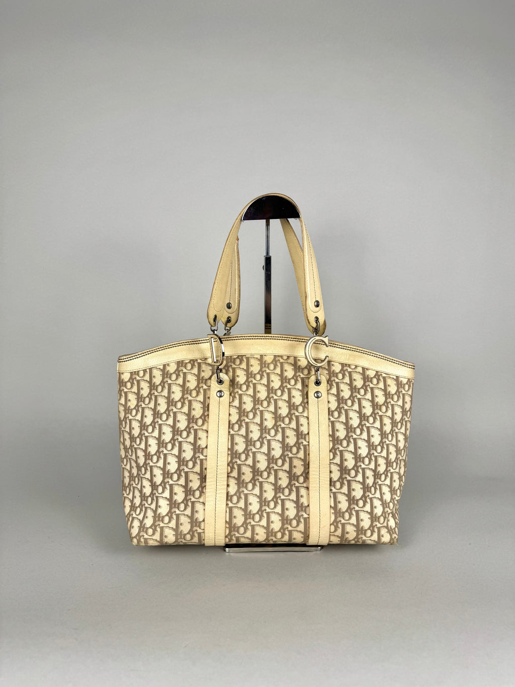 Christian Dior Beige Diorissimo Embroidered Flowers Tote