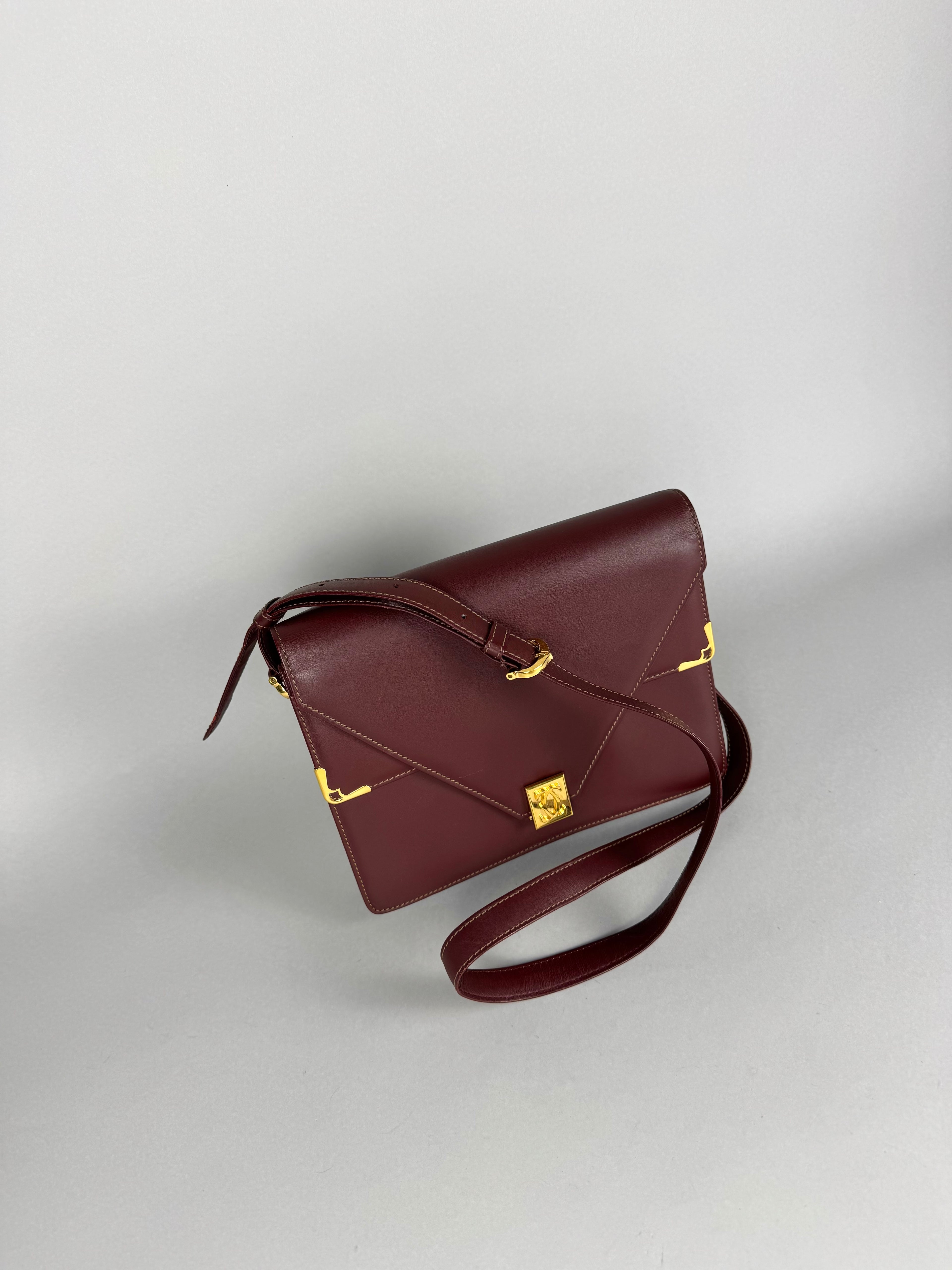 Cartier Classic Calfskin Leather Burgundy Envelope Double Flap