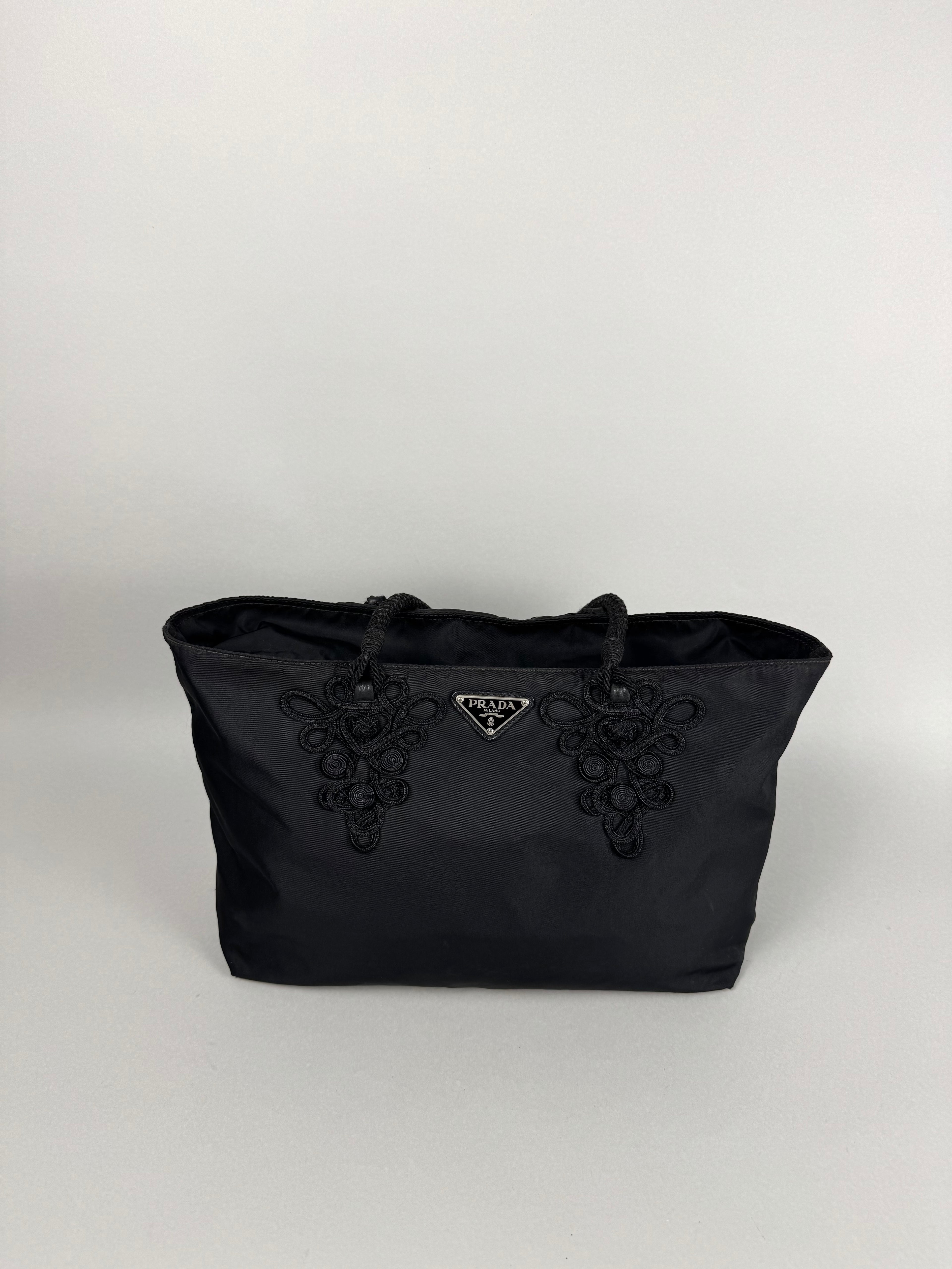 Prada Black Nylon Braided Tote