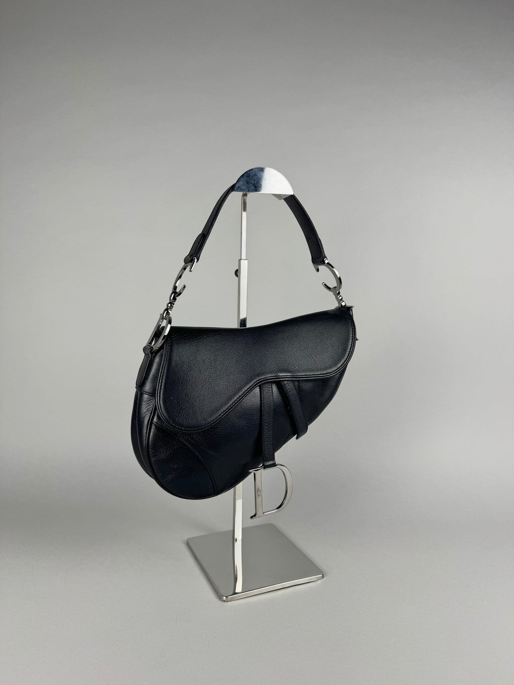 Christian Dior Black Leather Saddle Bag
