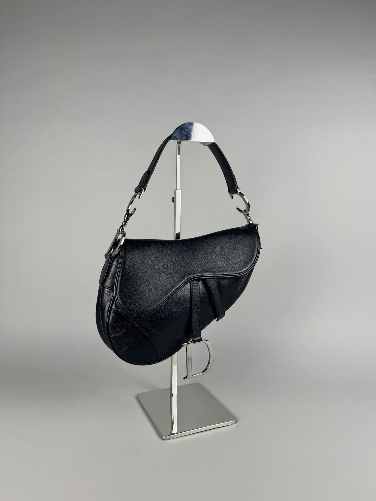 Christian Dior Black Leather Saddle Bag