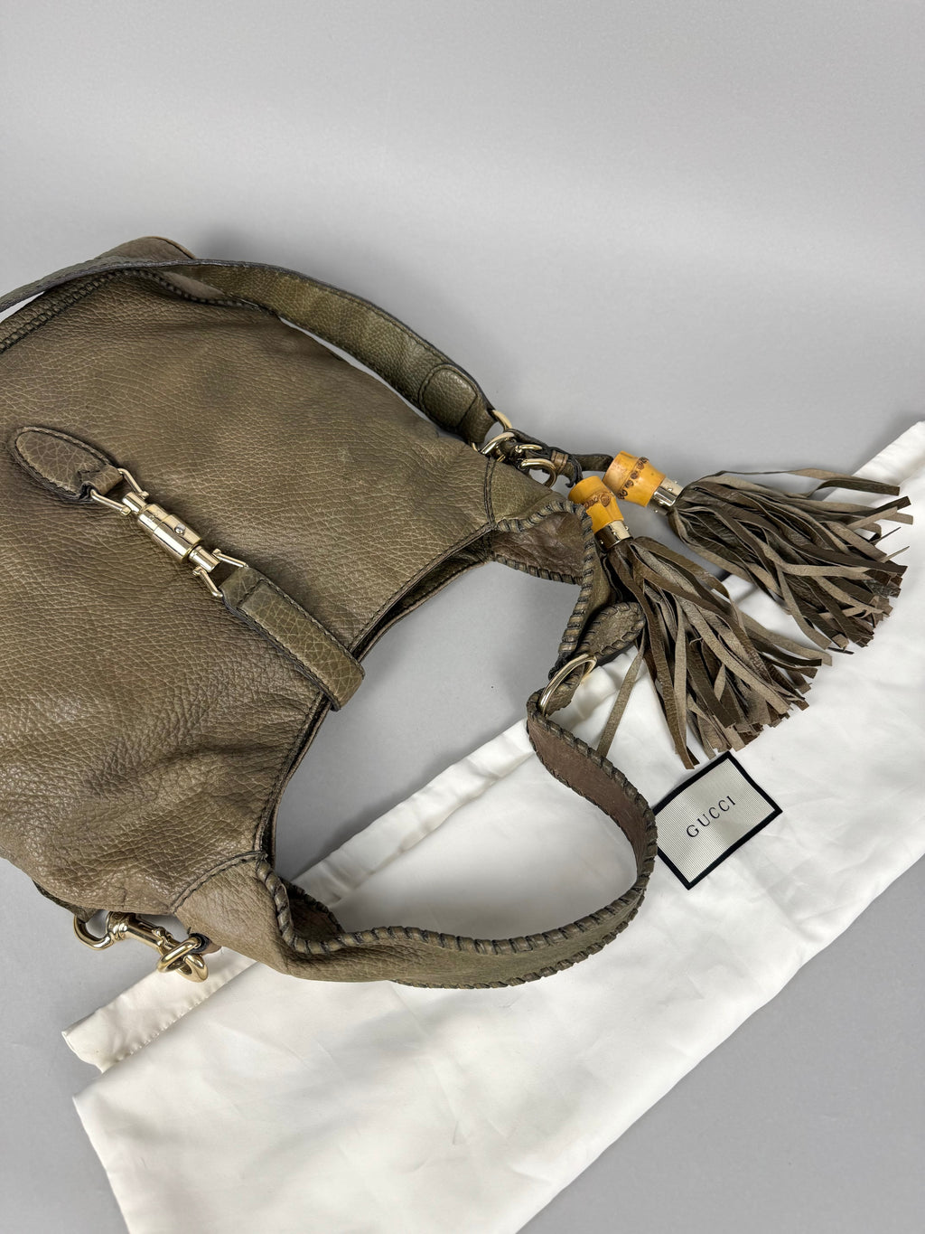 Gucci New Jackie Hobo Leather Taupe