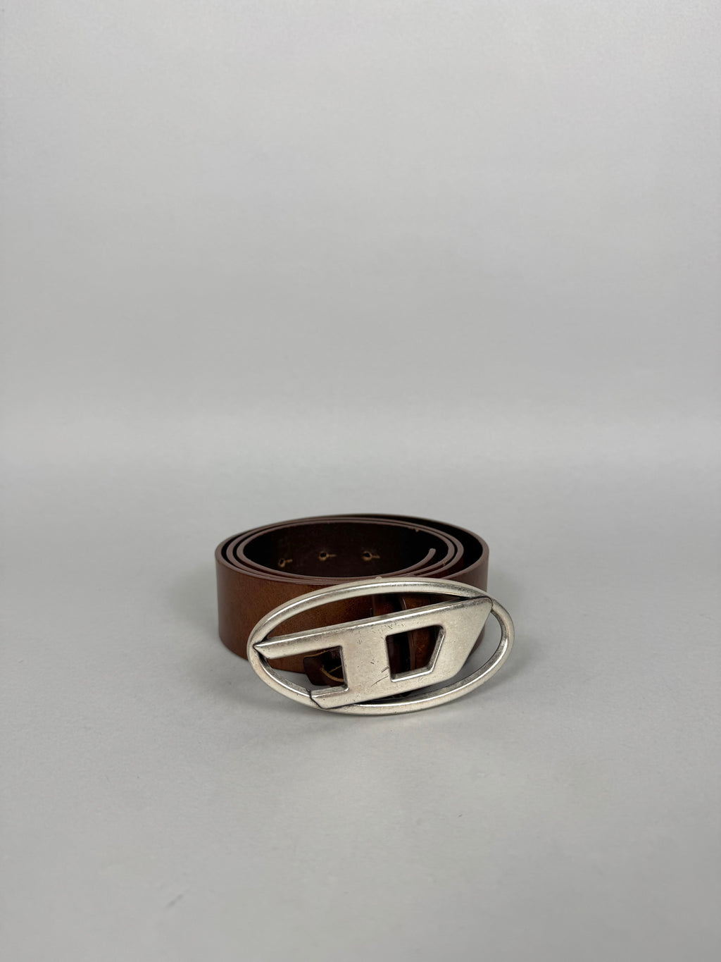 Diesel D Buckle Brown Leather Belt