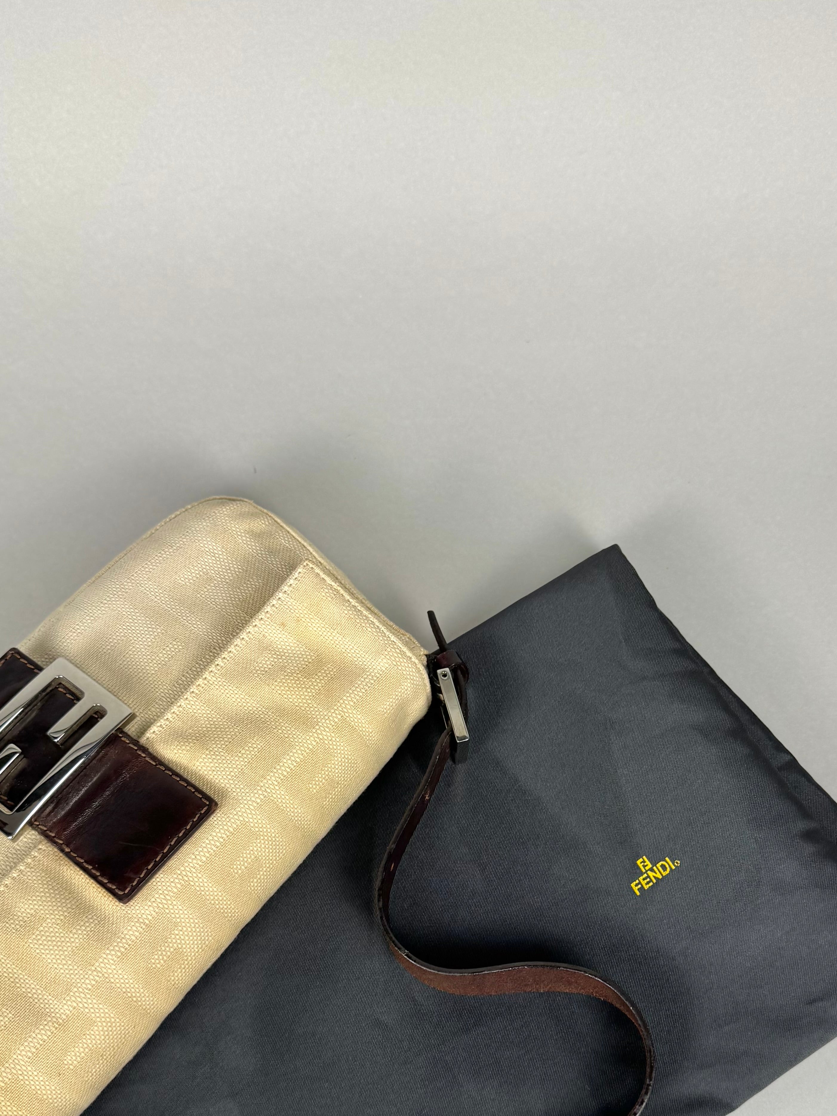 Fendi Monogram Baguette Linen Beige