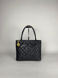 Chanel Medallion Black Leather Caviar Tote