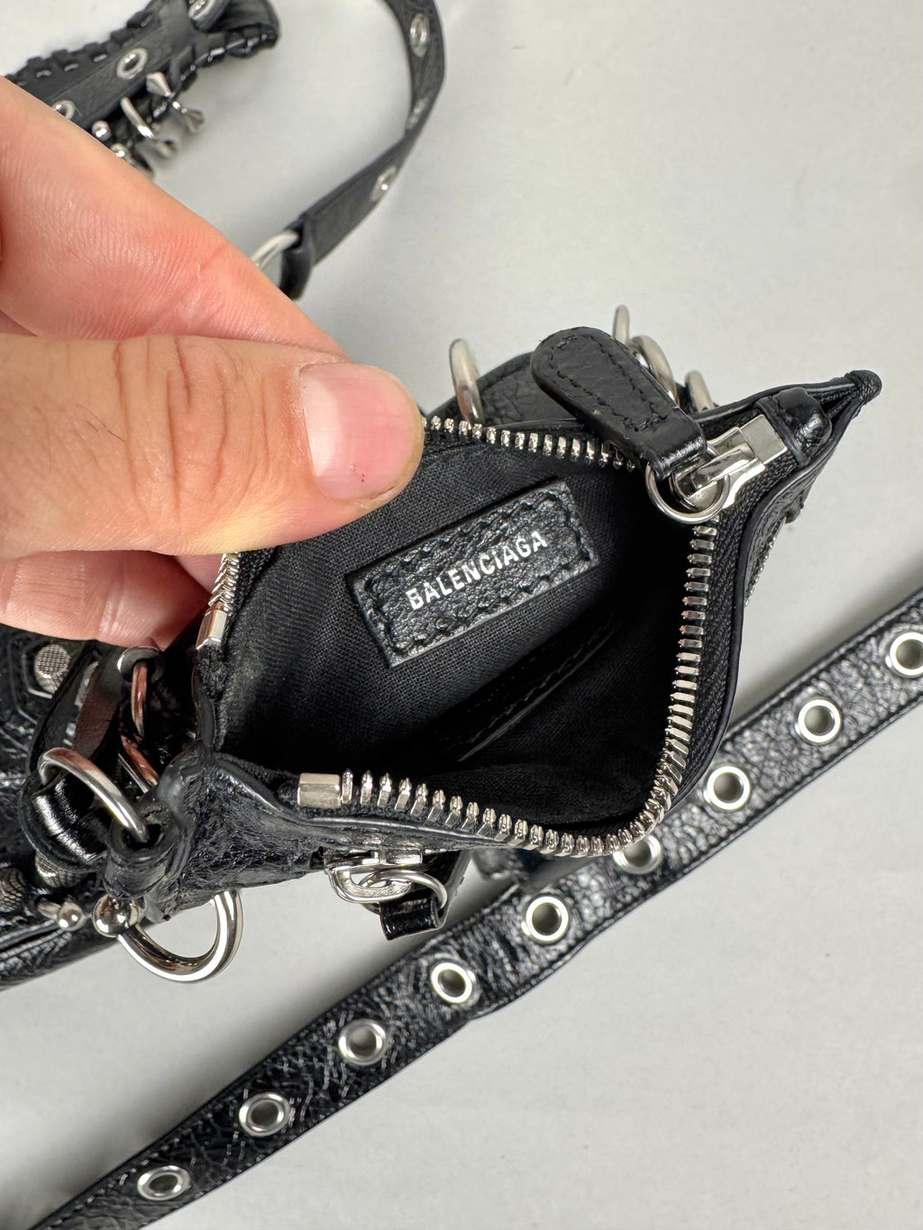 Balenciaga Agneau Arena XS Piercing Le Cagole Flap Bag Leather Black