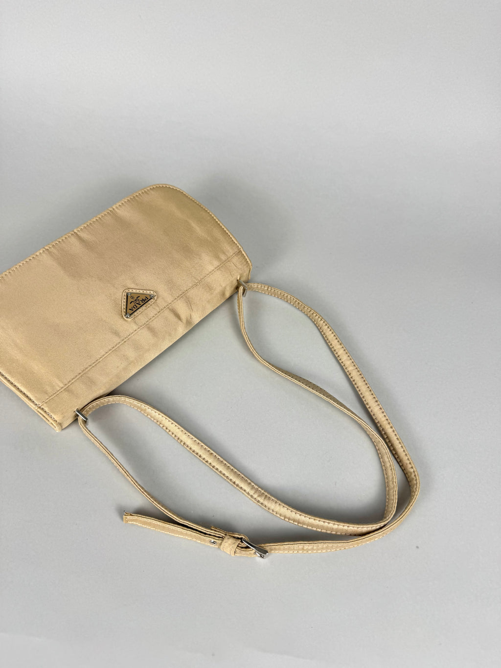 Prada Satin 2way Pochette Beige