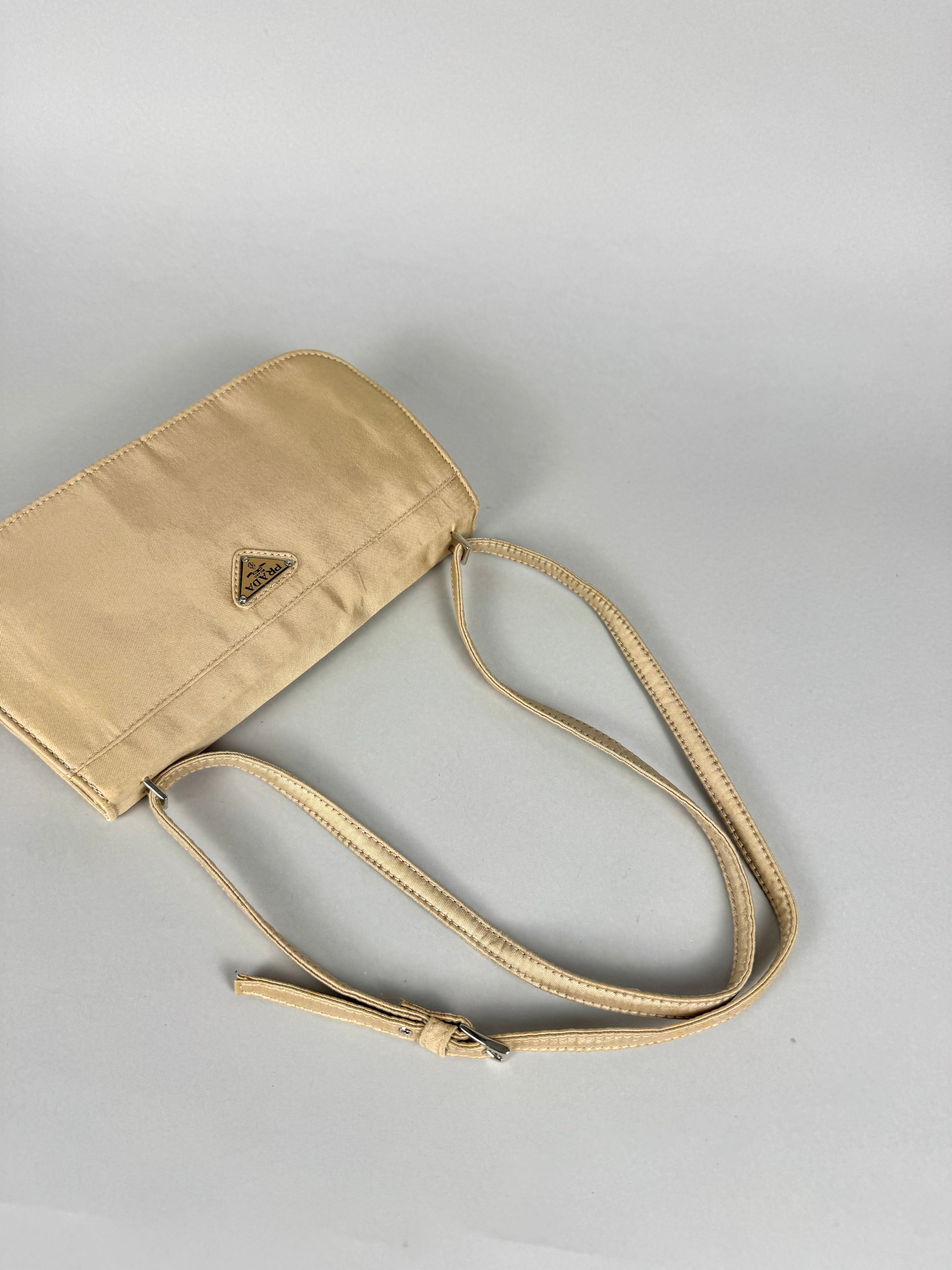 Prada Satin 2way Pochette Beige