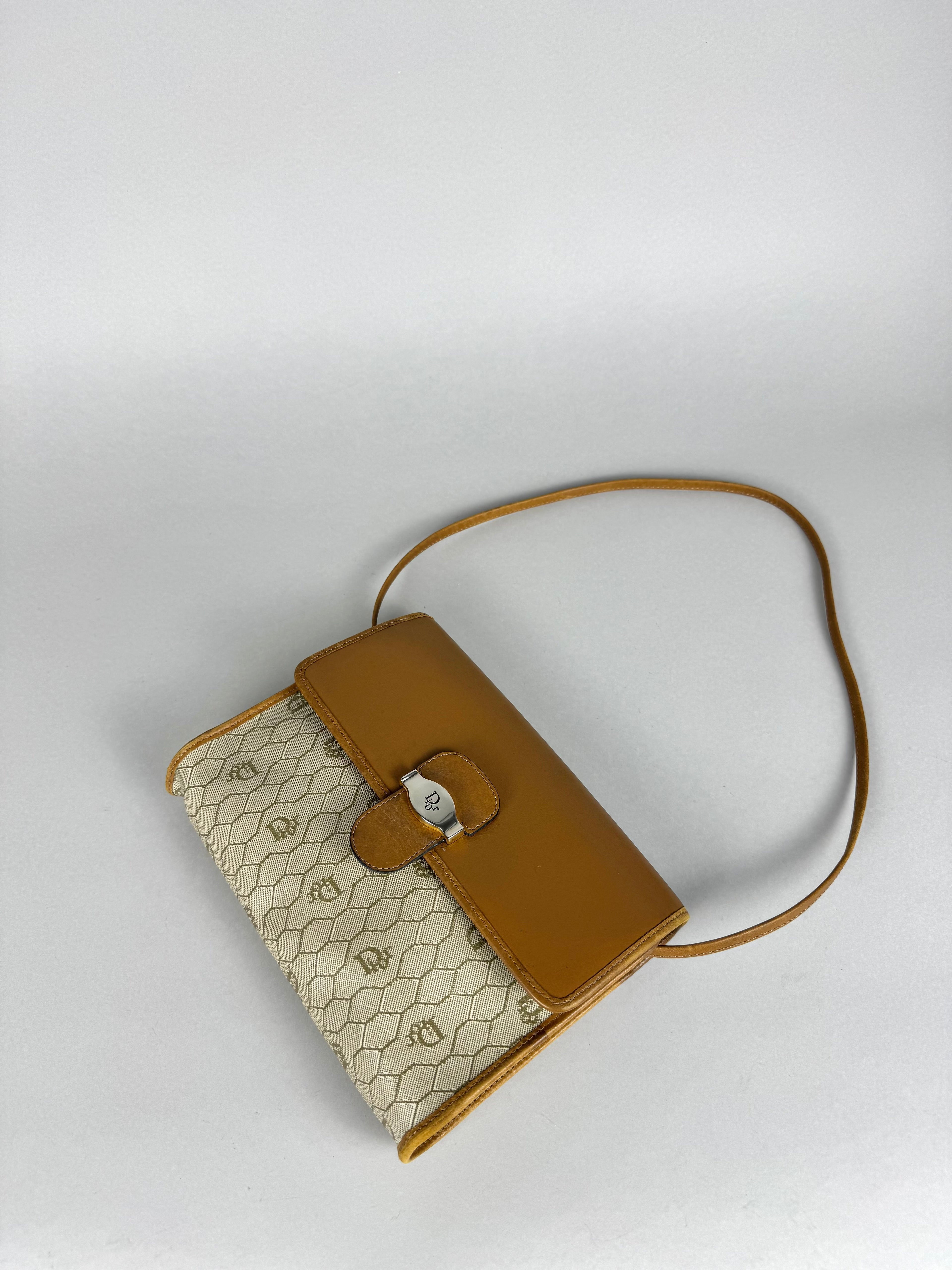 Christian Dior 20th Century Honeycomb Leather and Canvas