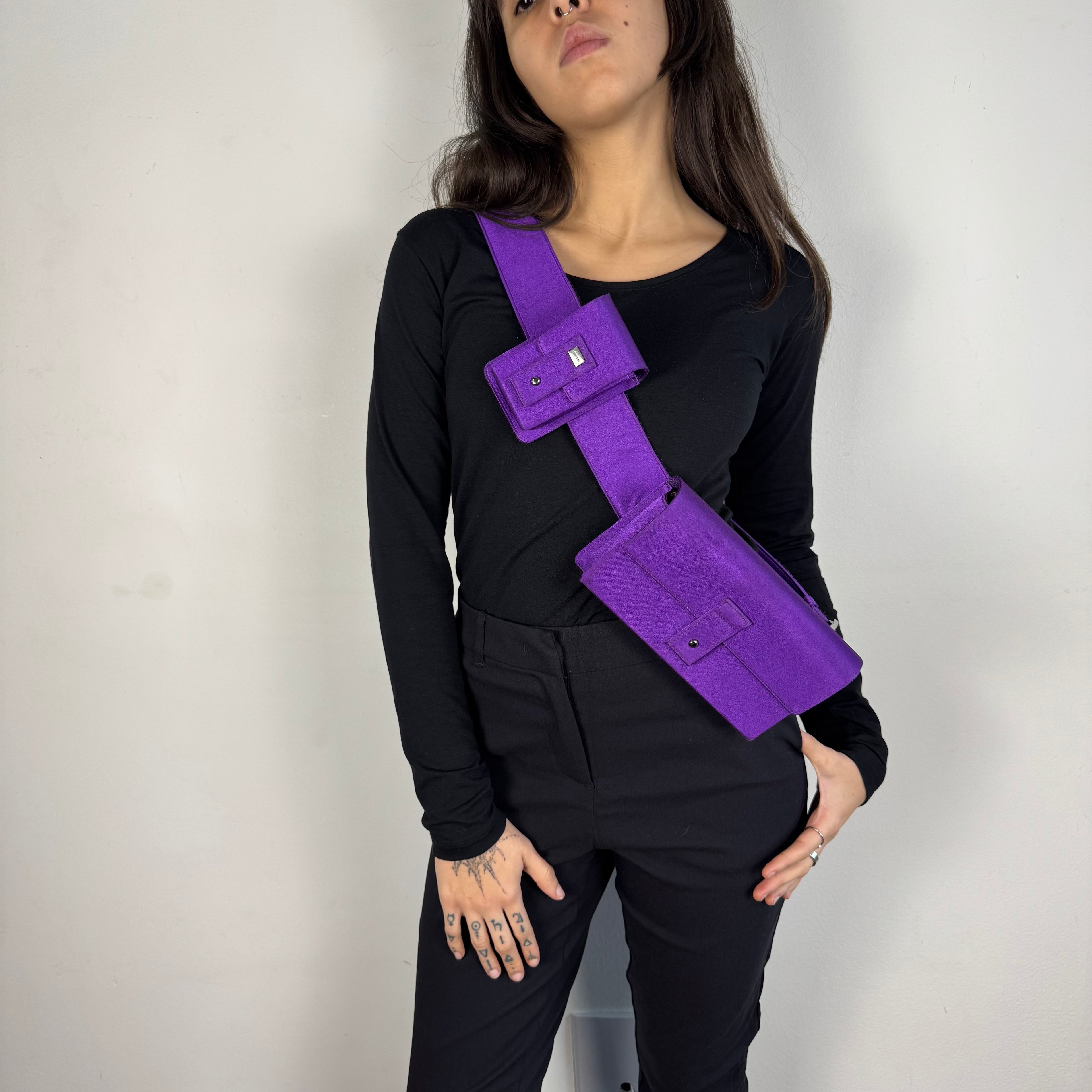 Gucci Tom Ford Runway Purple Satin Pochete Belt Sling