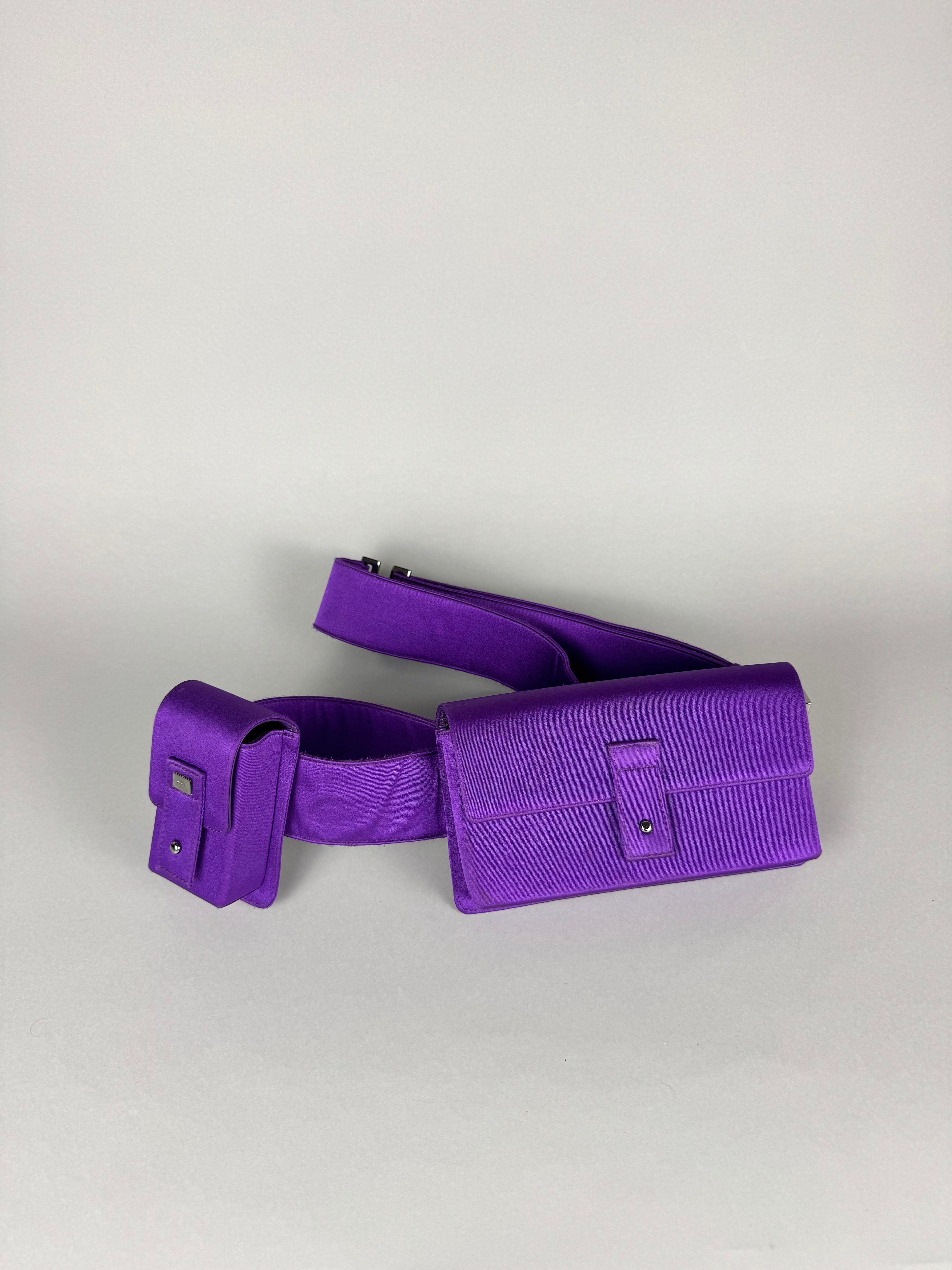 Gucci Tom Ford Runway Purple Satin Pochete Belt Sling