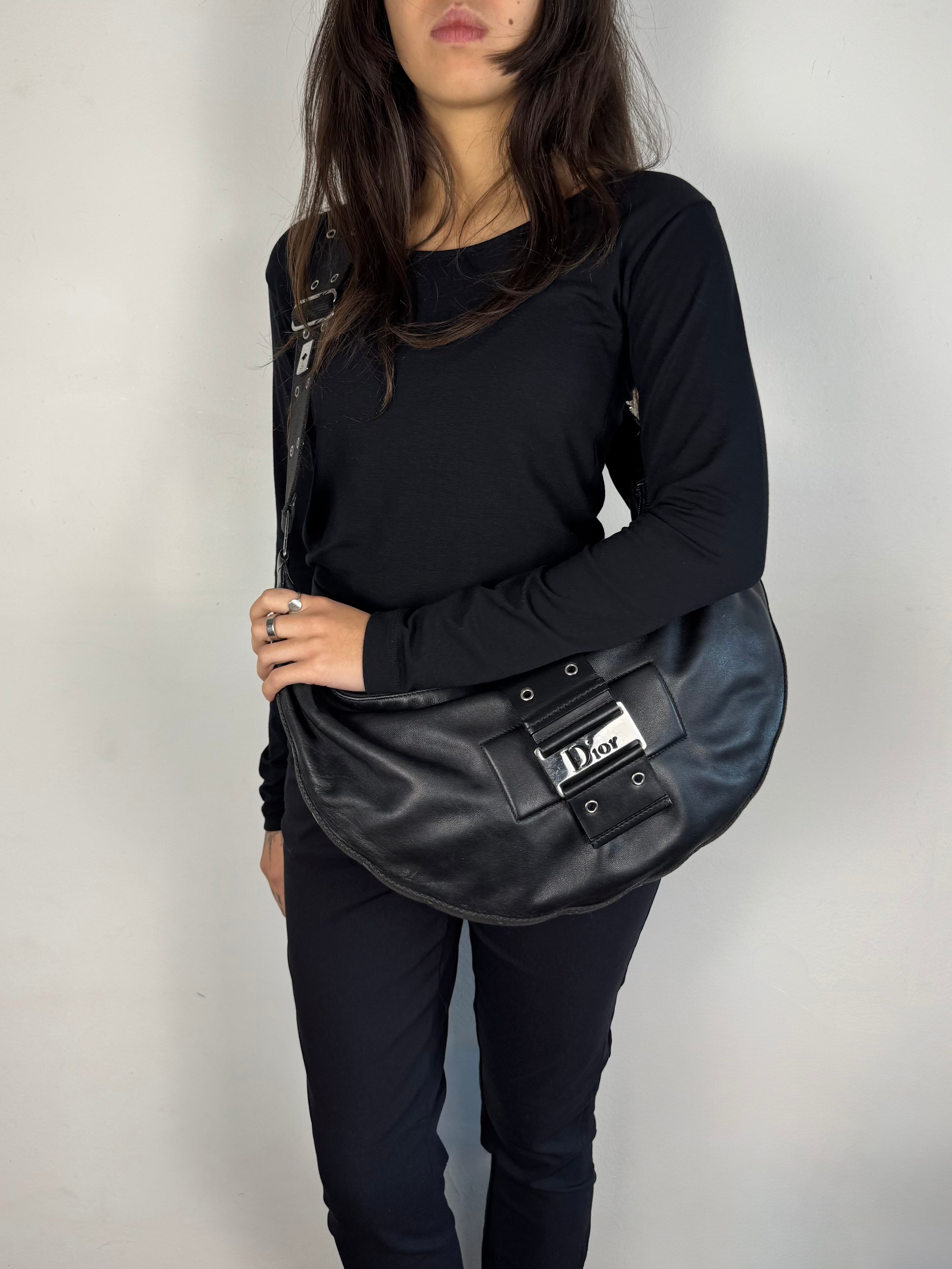 Christian Dior Street Chic Half Moon Leather Black