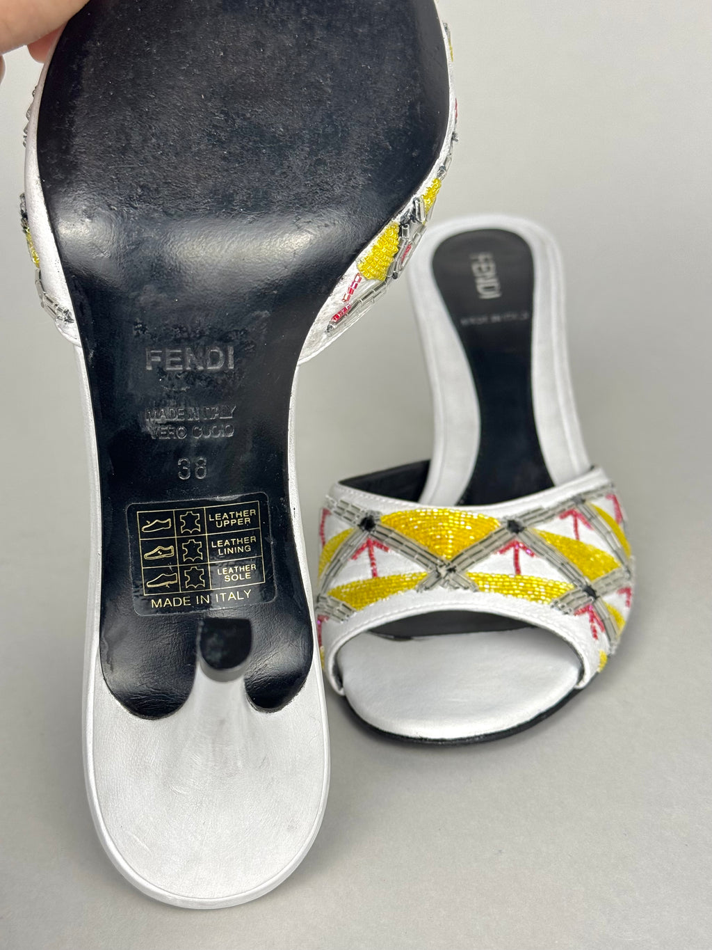 Fendi Embroidered Leather Heels