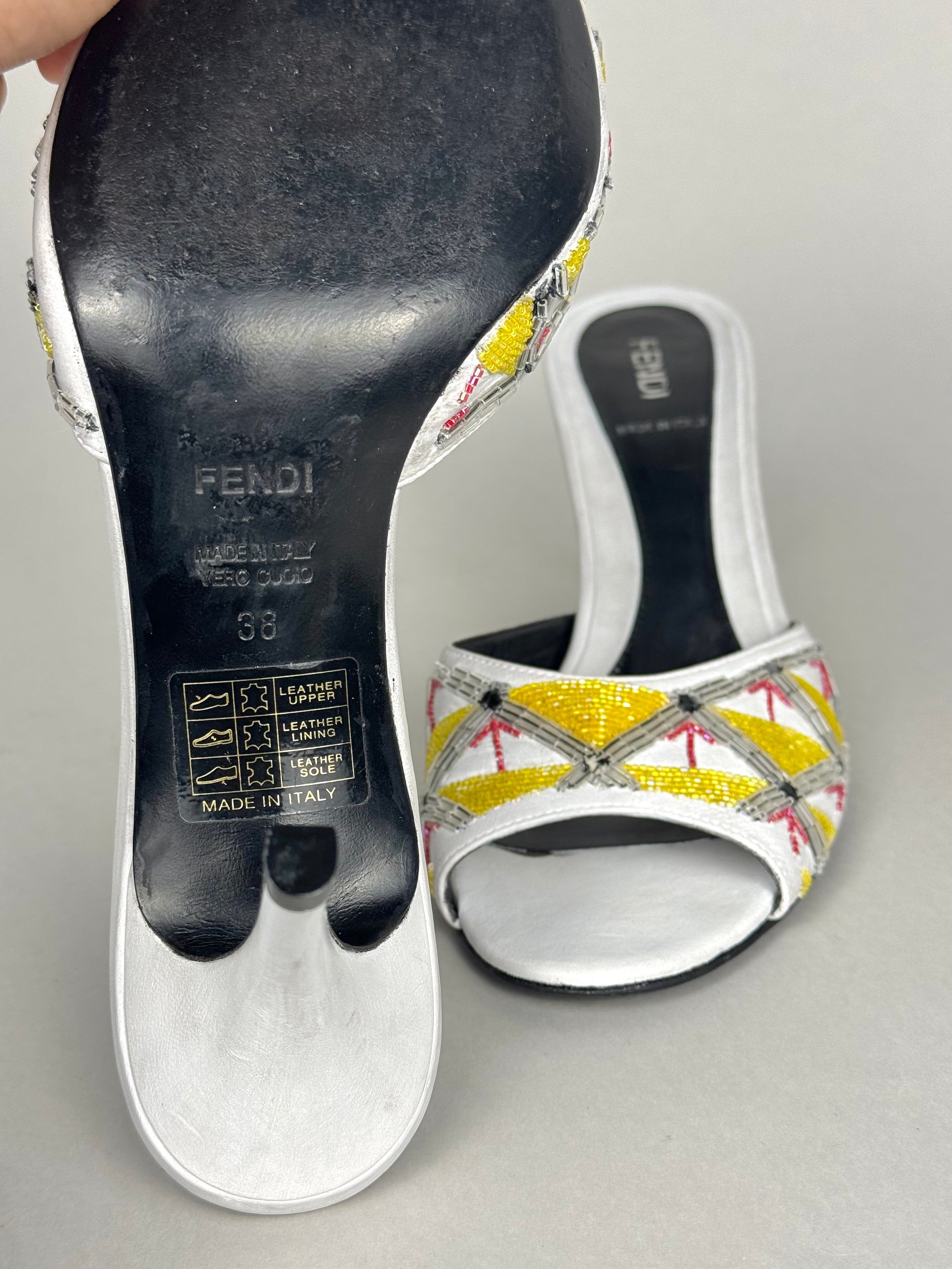 Fendi Embroidered Leather Heels
