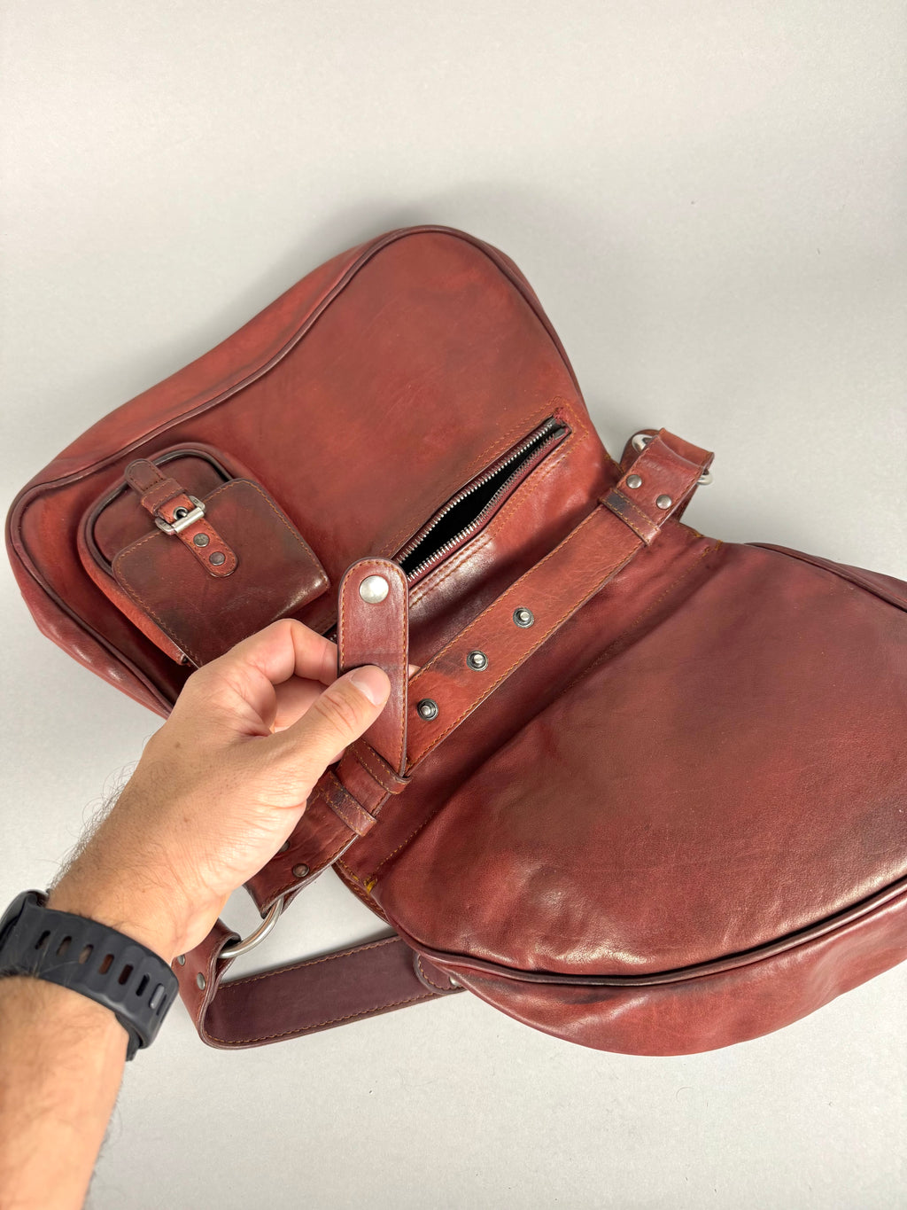 Christian Dior Gaucho Double Red Leather