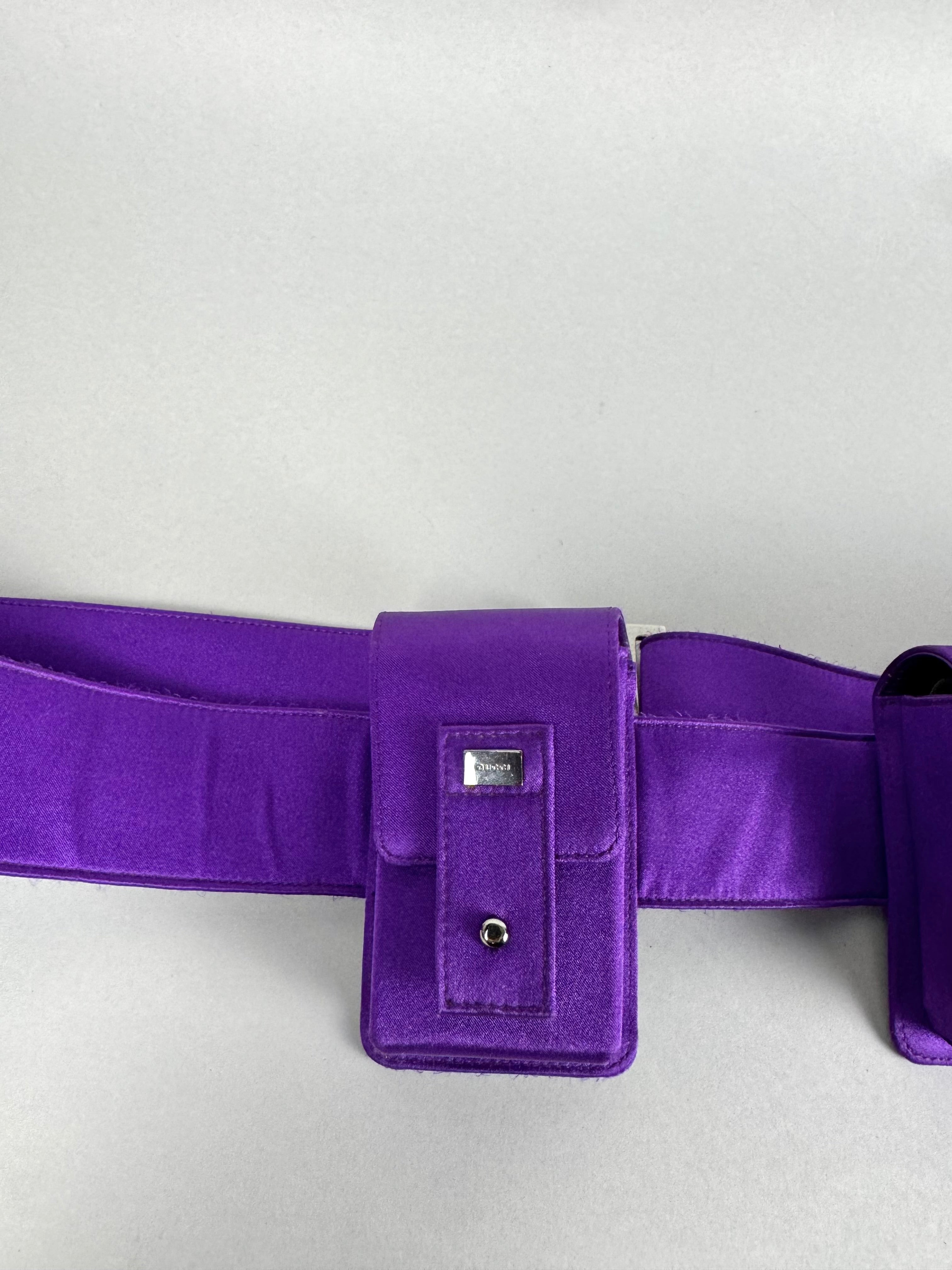 Gucci Tom Ford Runway Purple Satin Pochete Belt Sling