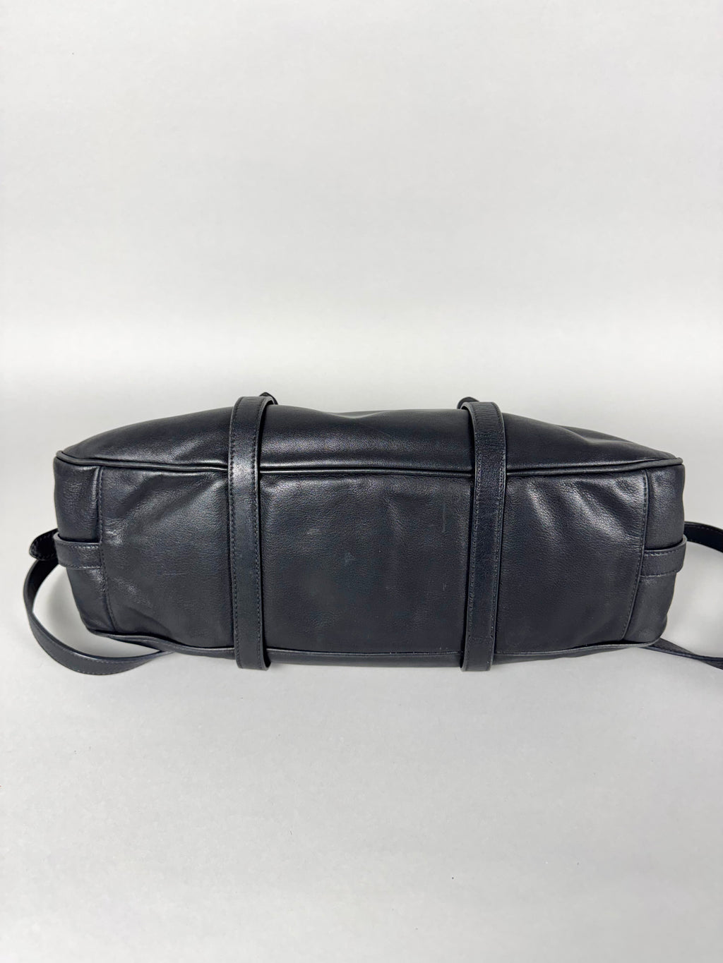 Prada Satchel Soft Calfskin Trimmed Leather Black