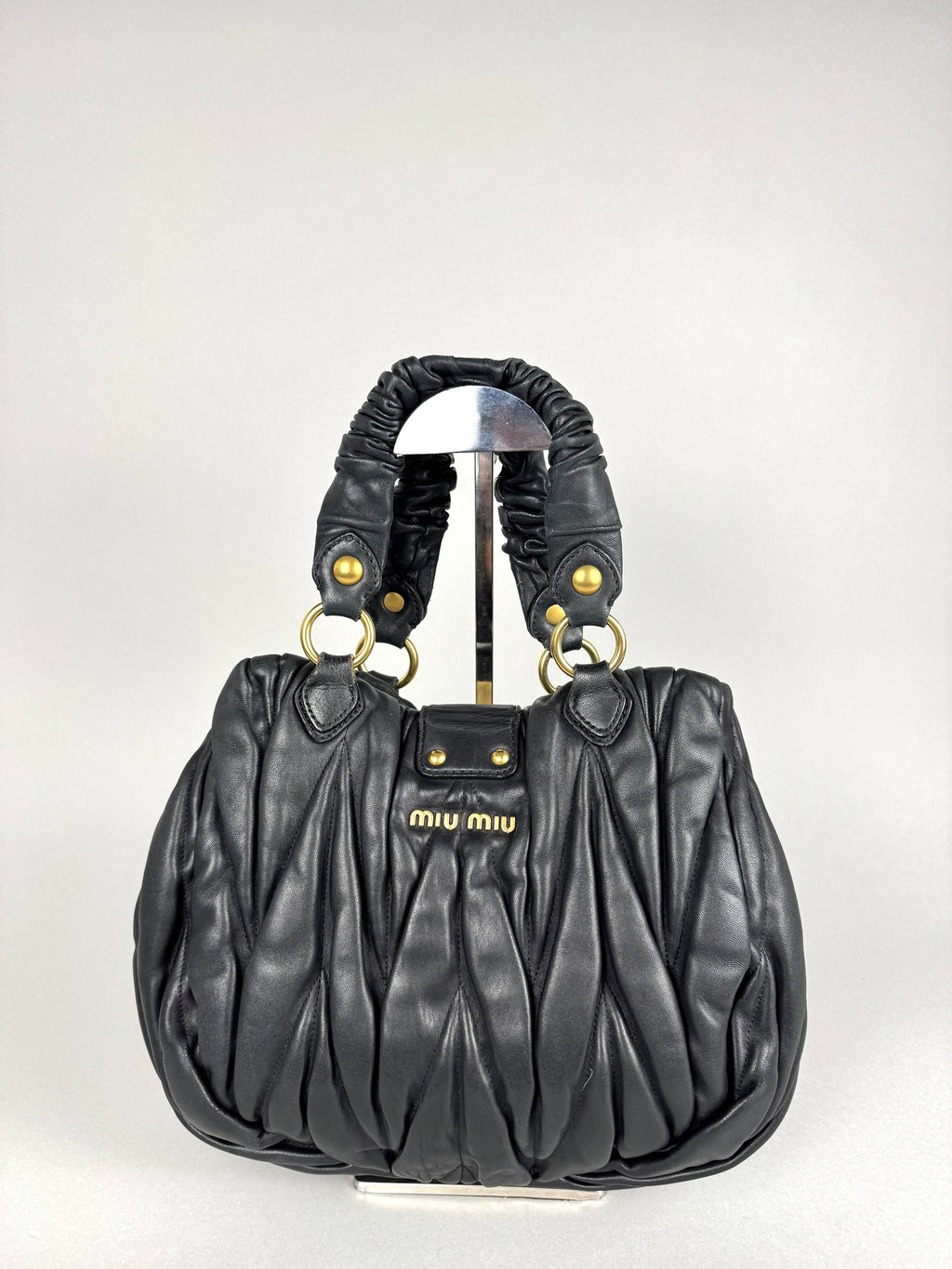 Miu Miu Coffer Matelasse Lambskin Leather Black