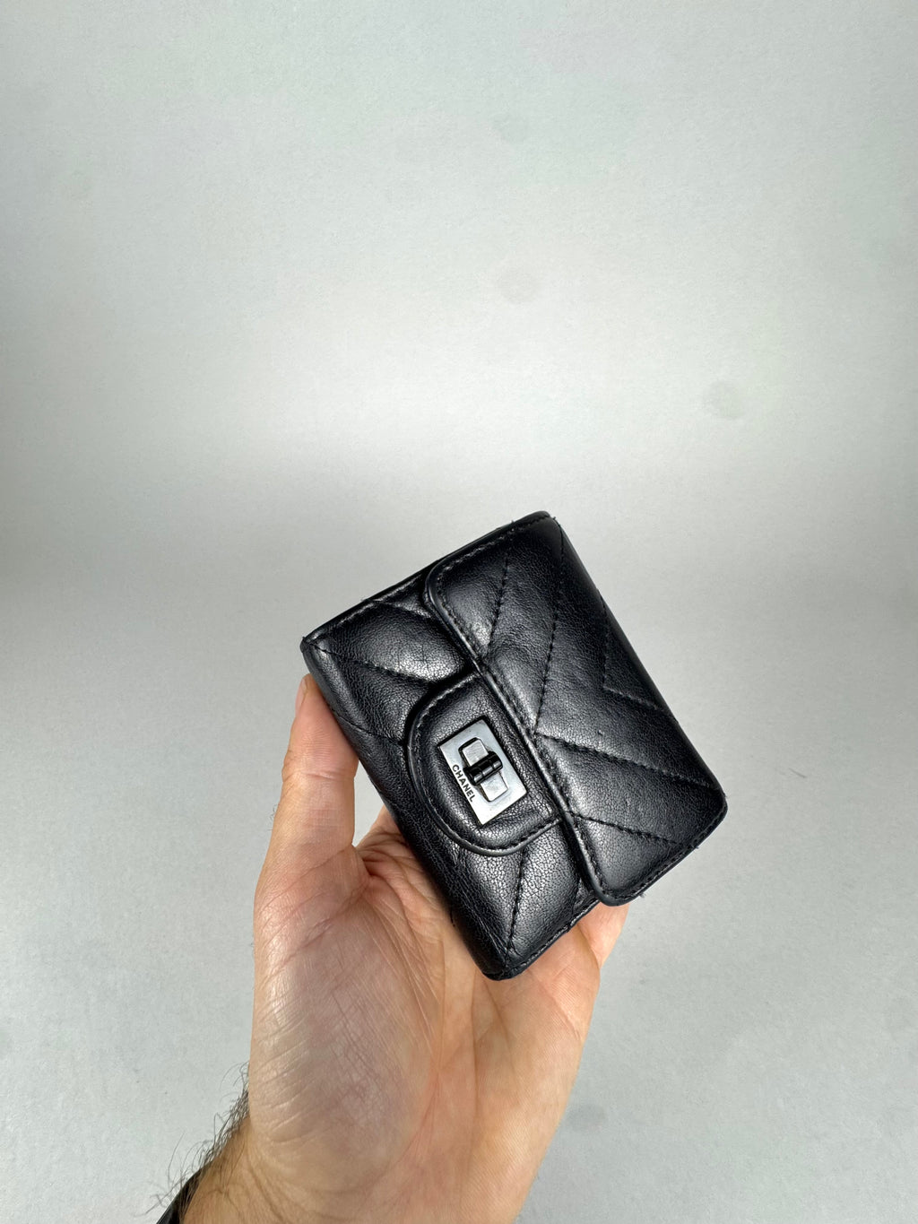 Chanel Wallet Chevron Quilted Aged Calfskin Leather