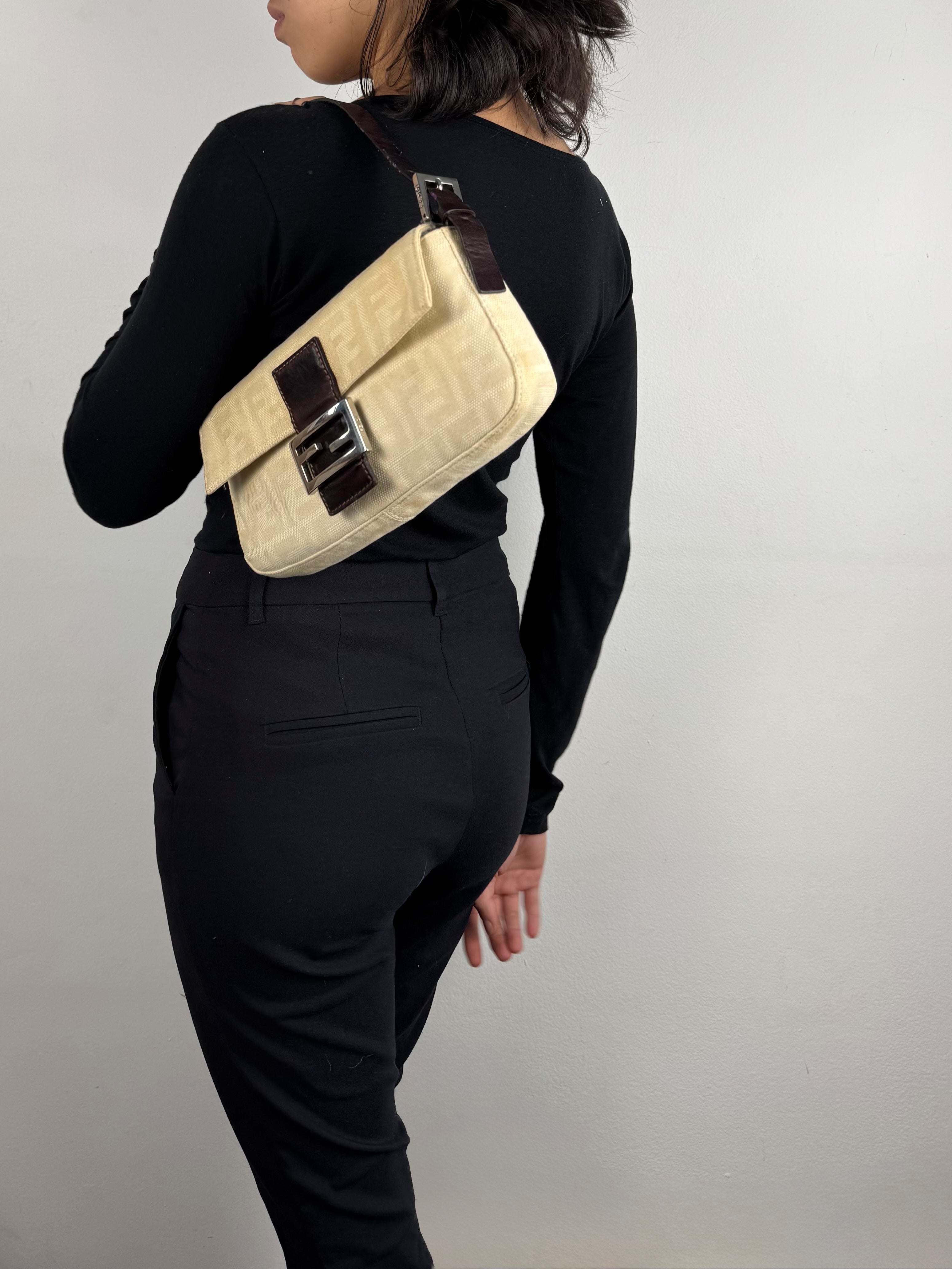 Fendi Monogram Baguette Linen Beige