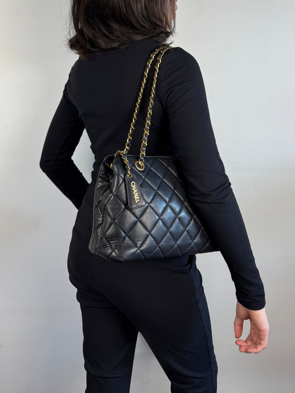 Chanel Matelasse Chain Lambskin Black Leather No. 4 Shoulder